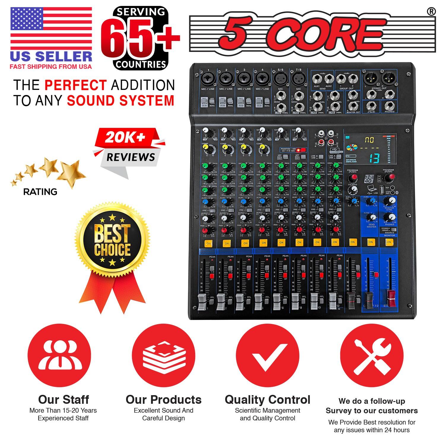 **US SELLER**  
FAST SHIPPING FROM USA  

**SERVING 65+ COUNTRIES**  

**THE PERFECT ADDITION TO ANY SOUND SYSTEM**  

**5 CORE**  

**20K+ REVIEWS**  
**RATING**  

**BEST CHOICE**  

**Our Staff**  
More Than 15-20 Years Experienced Staff  

**Our Products**  
Excellent Sound And Careful Design  

**Quality Control**  
Scientific Management and Quality Control  

**We do a follow-up Survey to our customers**  
We Provide Best resolution for any issues within 24 hours