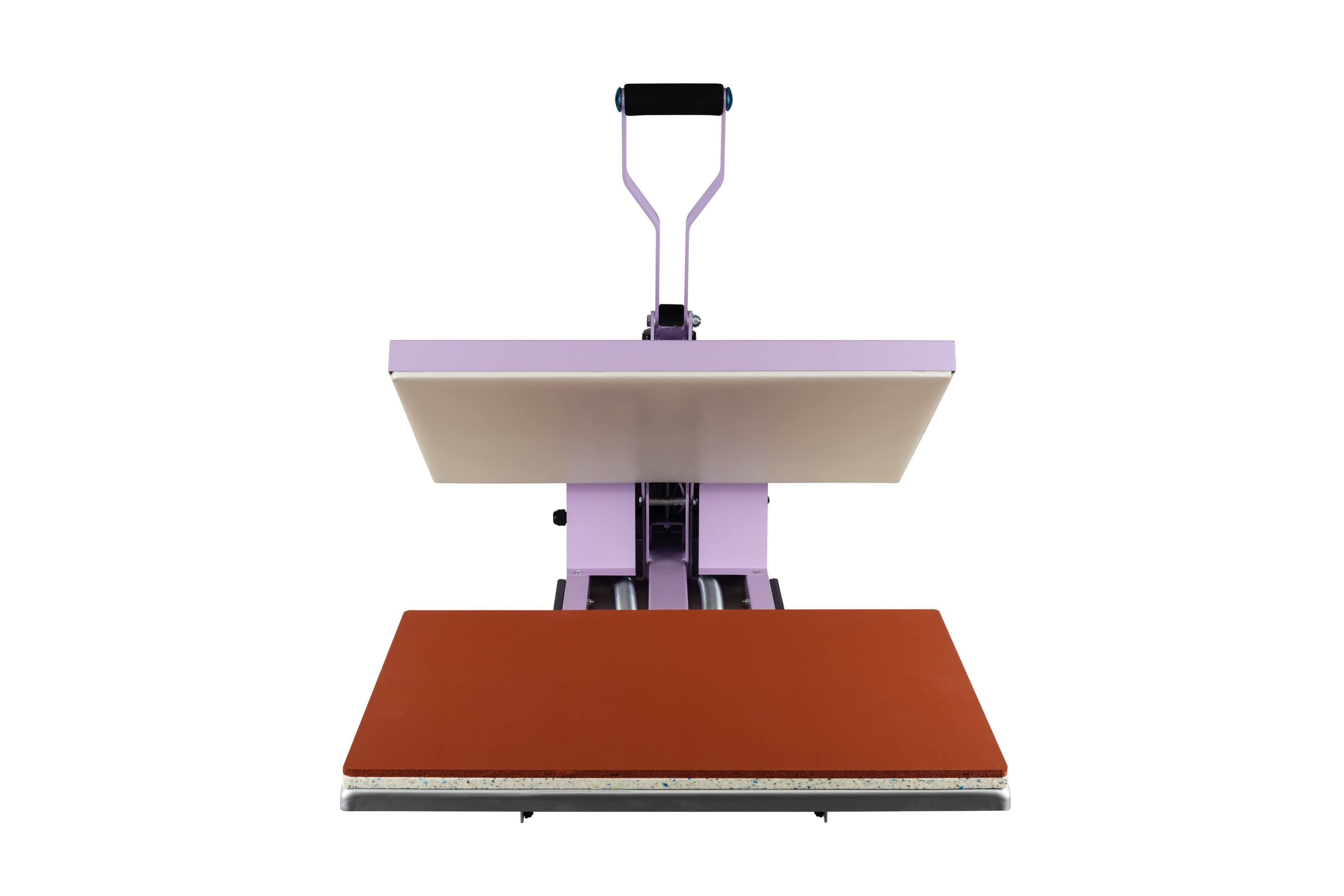 Angle. ELEMENT ACE - 16x24 Inch Heat Press Machine - Slide-Out Base, Digital Control, Industrial Quality - Purple.