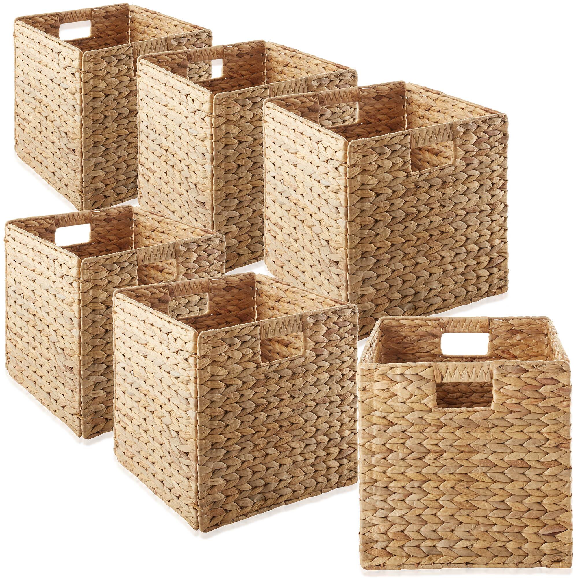 Front. Casafield - 13 x 13-in Water Hyacinth Storage Baskets - 6 Pack - Natural.