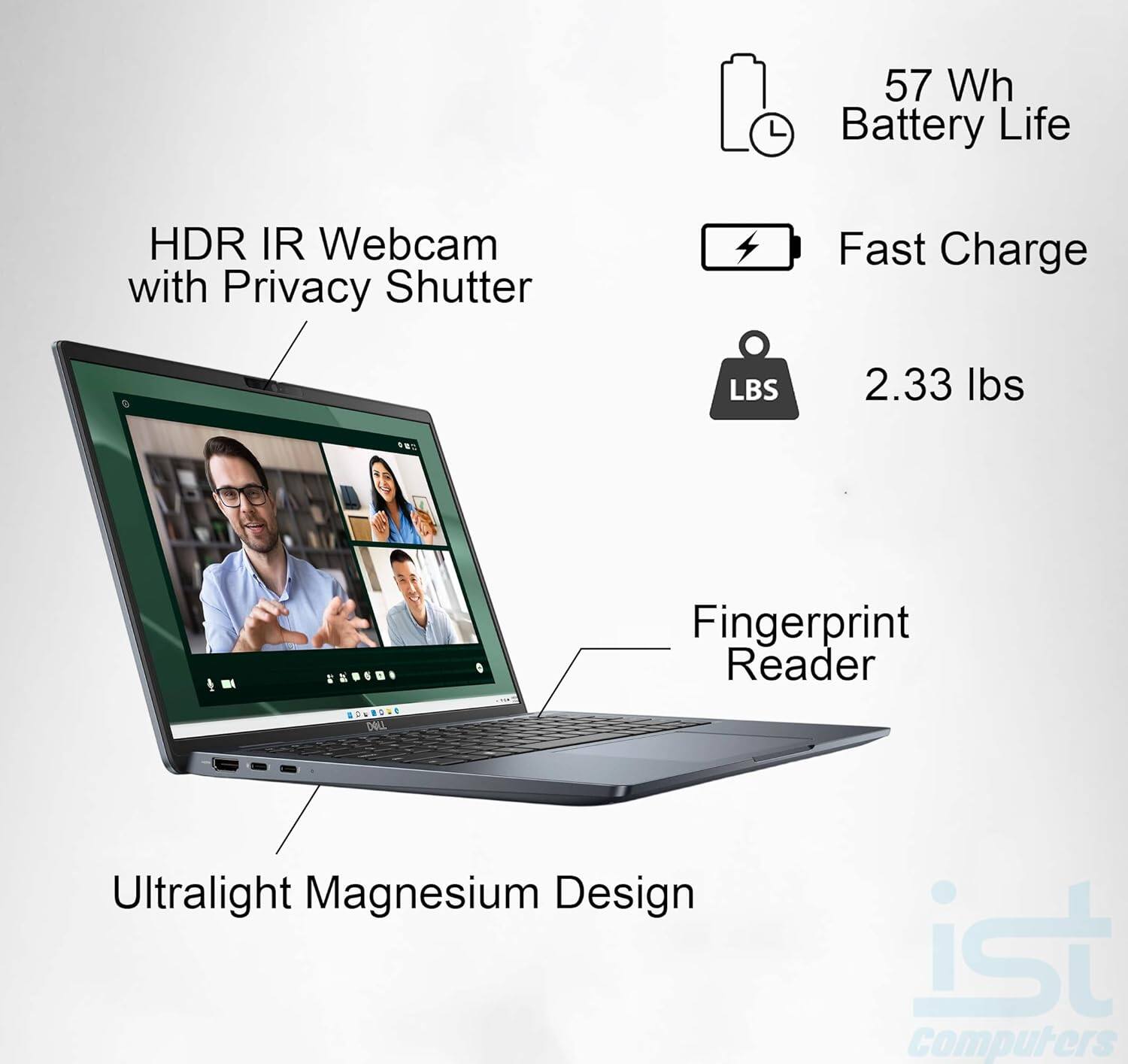 - HDR IR Webcam with Privacy Shutter
- 57 Wh Battery Life
- Fast Charge
- 2.33 lbs
- Fingerprint Reader
- Ultralight Magnesium Design