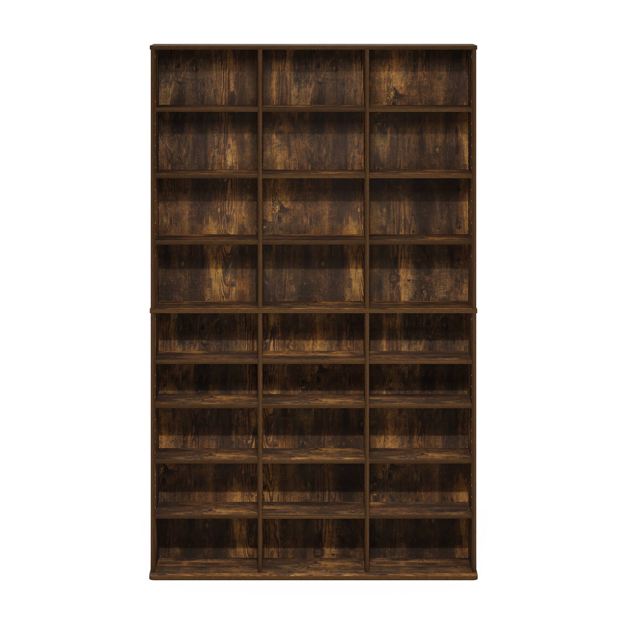 Alt View 2. Furinno - JAYA 24-Shelf Multimedia Media Storage Tower Rack with Adjustable Shelves - Amber Pine.