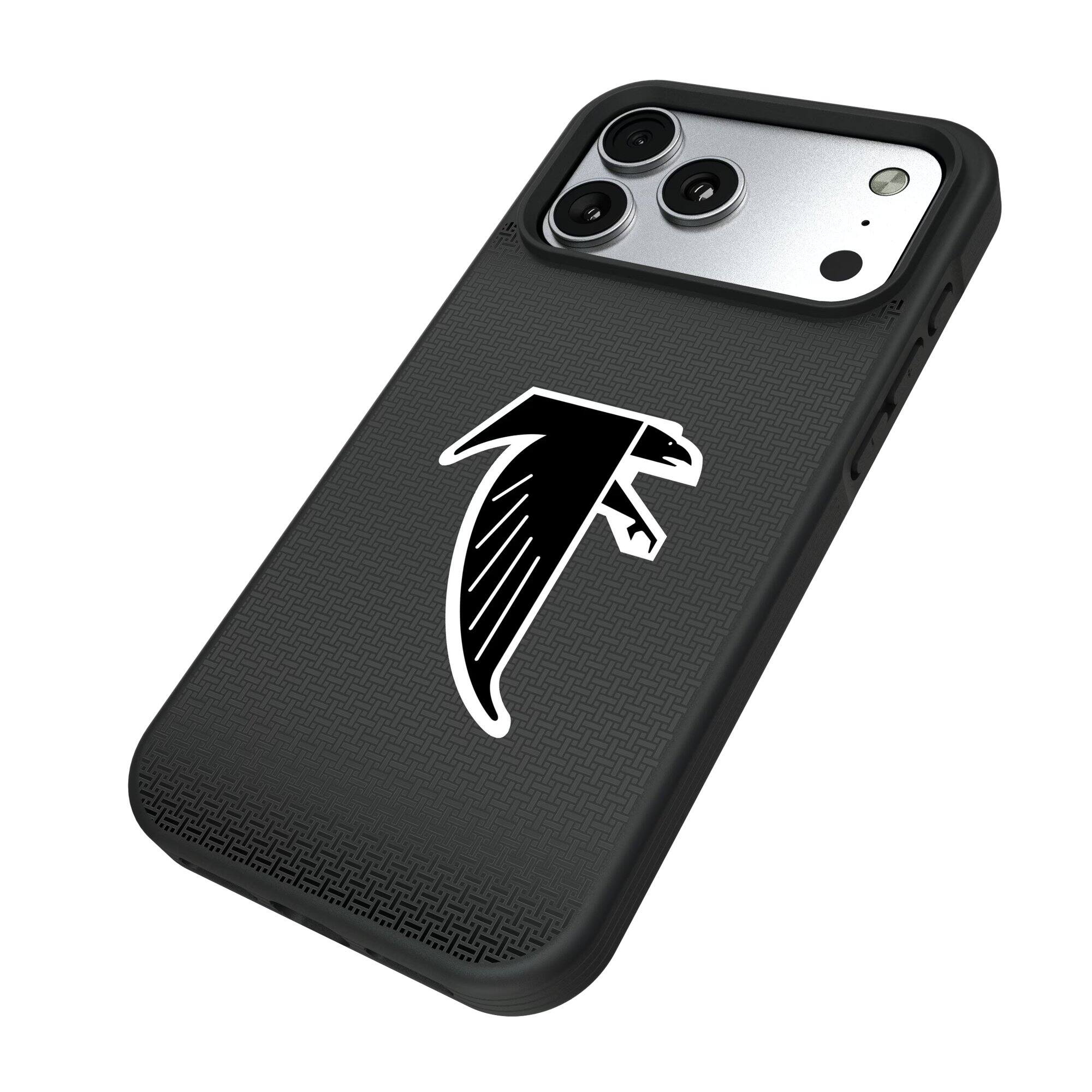 Alt View 1. Keyscaper - Atlanta Falcons Linen Logo iPhone Bump Case - 16 - Black.