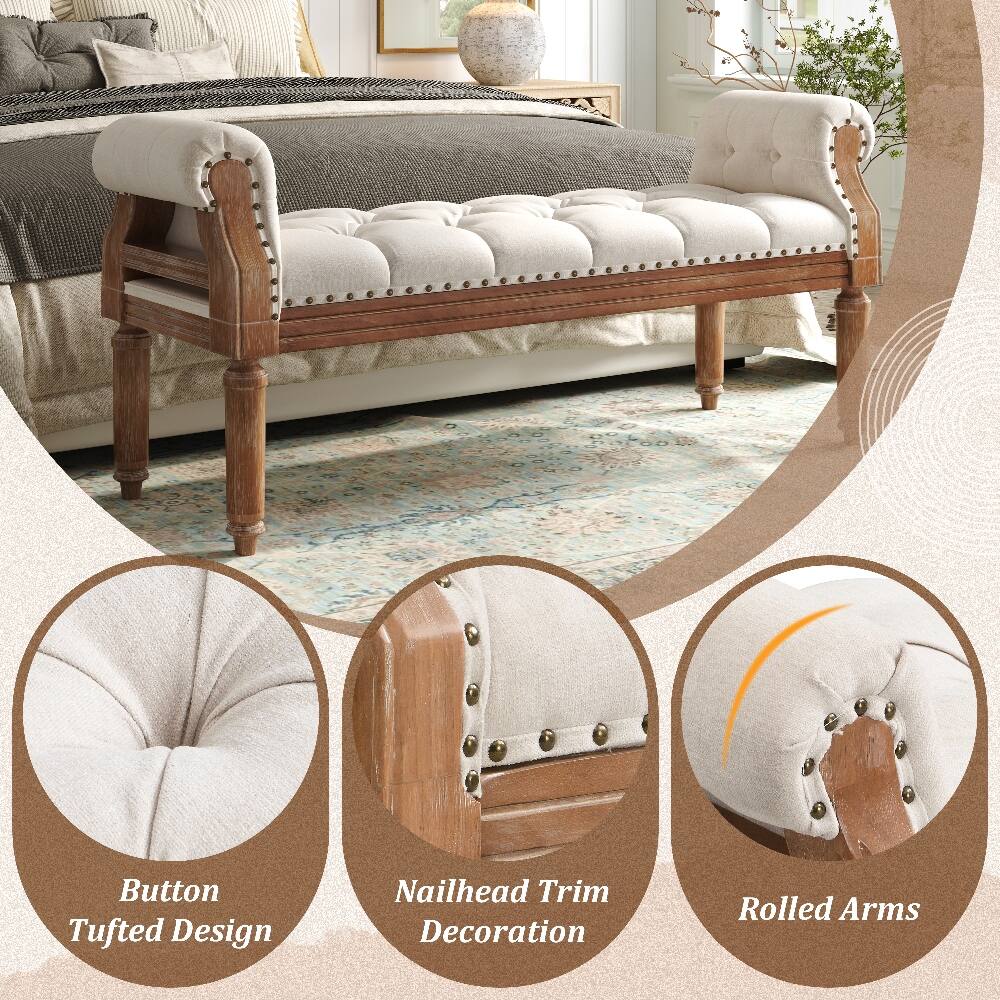 Button Tufted Design  
Nailhead Trim Decoration  
Rolled Arms