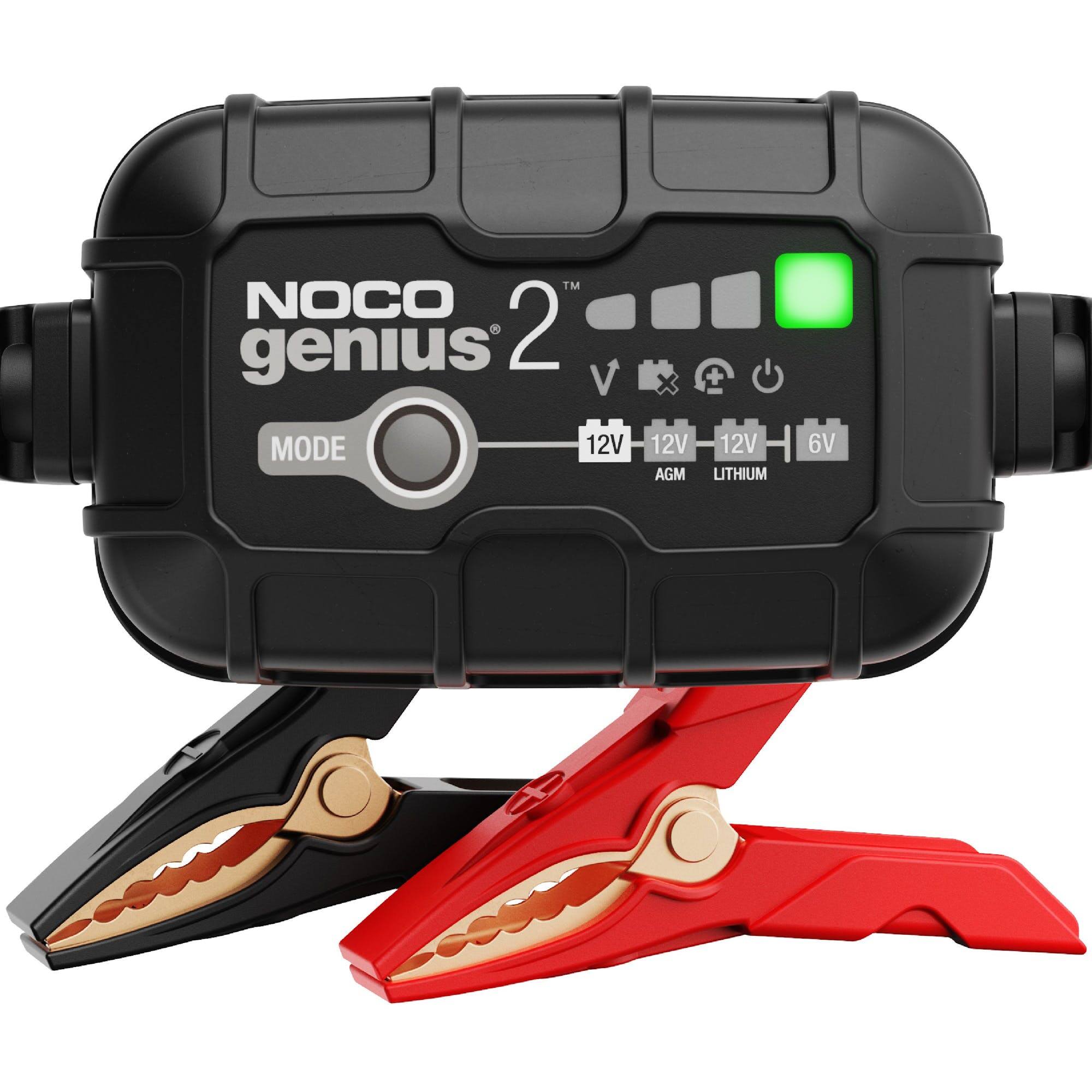 NOCO - GENIUS2: 2A Smart Battery Charger – 6V/12V – Automatic Maintainer & Trickle Charger – For Lead-Acid & Lithium