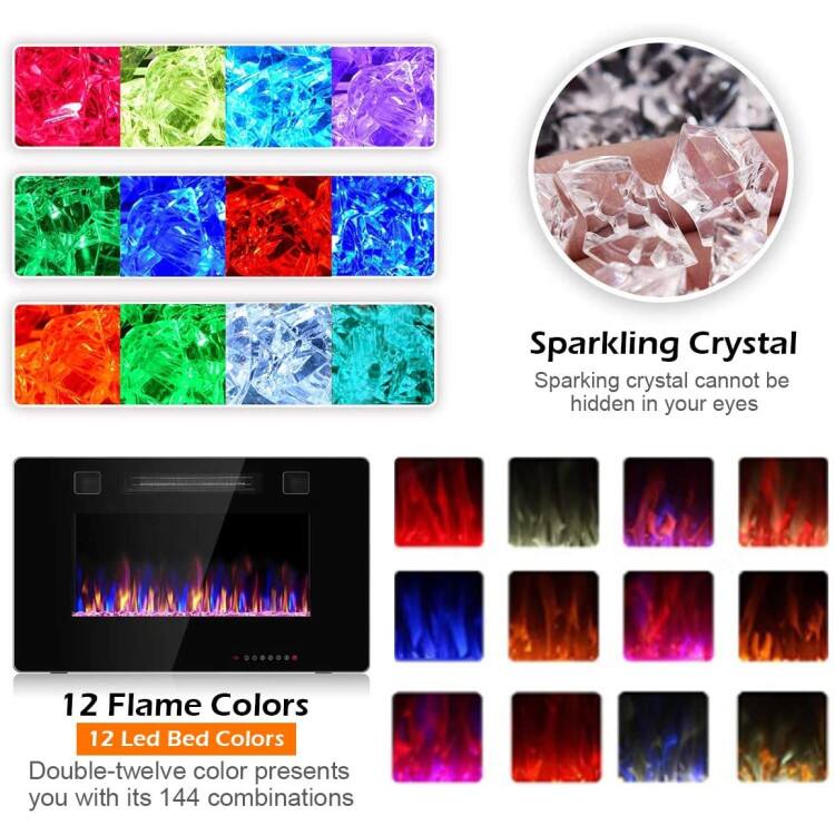 Sparkling Crystal: Sparkling crystal cannot be hidden in your eyes.

12 Flame Colors
12 Led Bed Colors
Double-twelve color presents you with its 144 combinations.