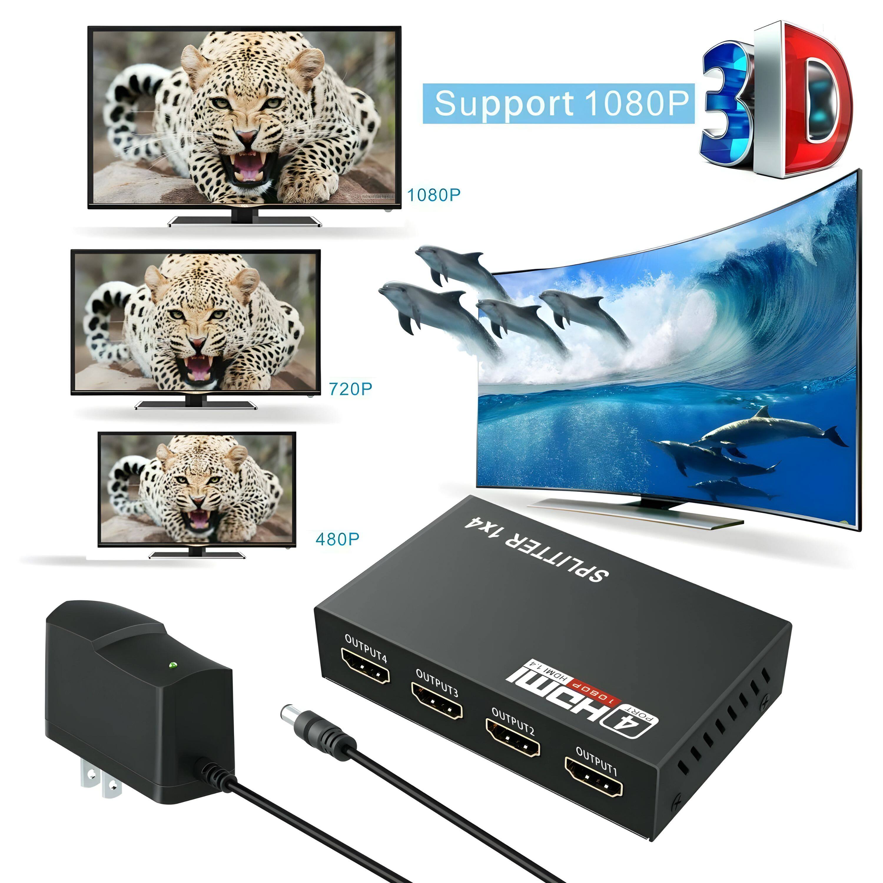 Support 1080P 3D  
1080P  
720P  
480P  
1x4 SPLITTER OUTPUT  
OUTPUT1  
OUTPUT2  
OUTPUT3  
OUTPUT4