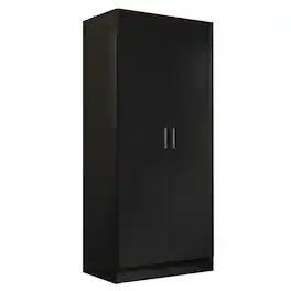 Madesa - 2 Door Wardrobe Storage Cabinet with Hanging Space and Ample Shelf 31"L - Black
