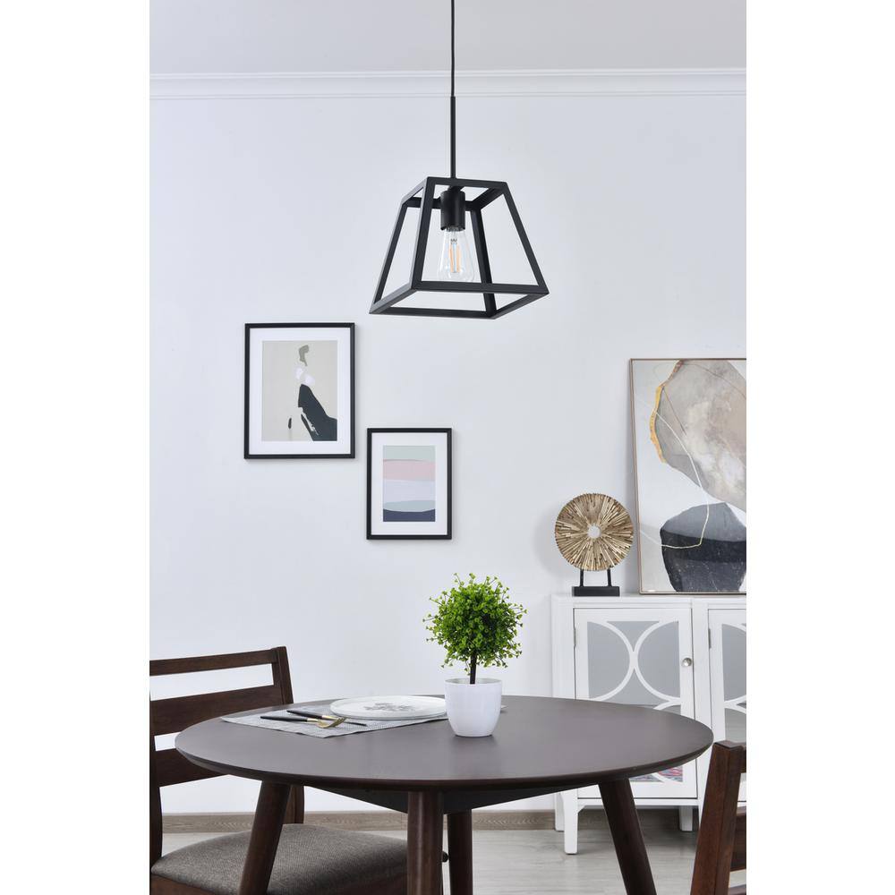 Left. Living District - Resolute 1 light black Pendant - Black.