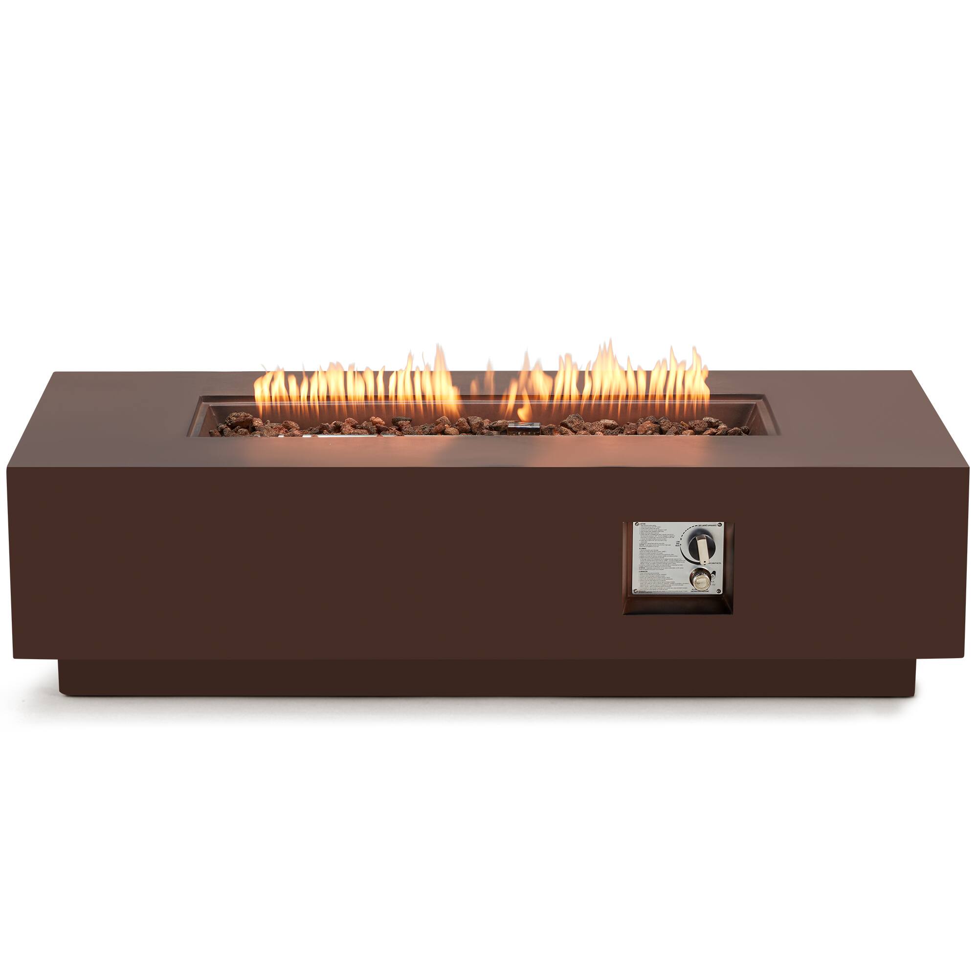 Alt View 6. U-HOMY - Modern Rectangle Propane Fire Pit Table, 50000 BTU Outdoor Gas Fire Table for Patio, Backyard & Deck.