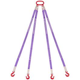 VEVOR - Lifting Sling Straps,Four Leg Polyester Bridle Sling with Hooks, 6600LB Capacity, 5Ft Heavy Duty Rigging Strap,Thickened - Purple