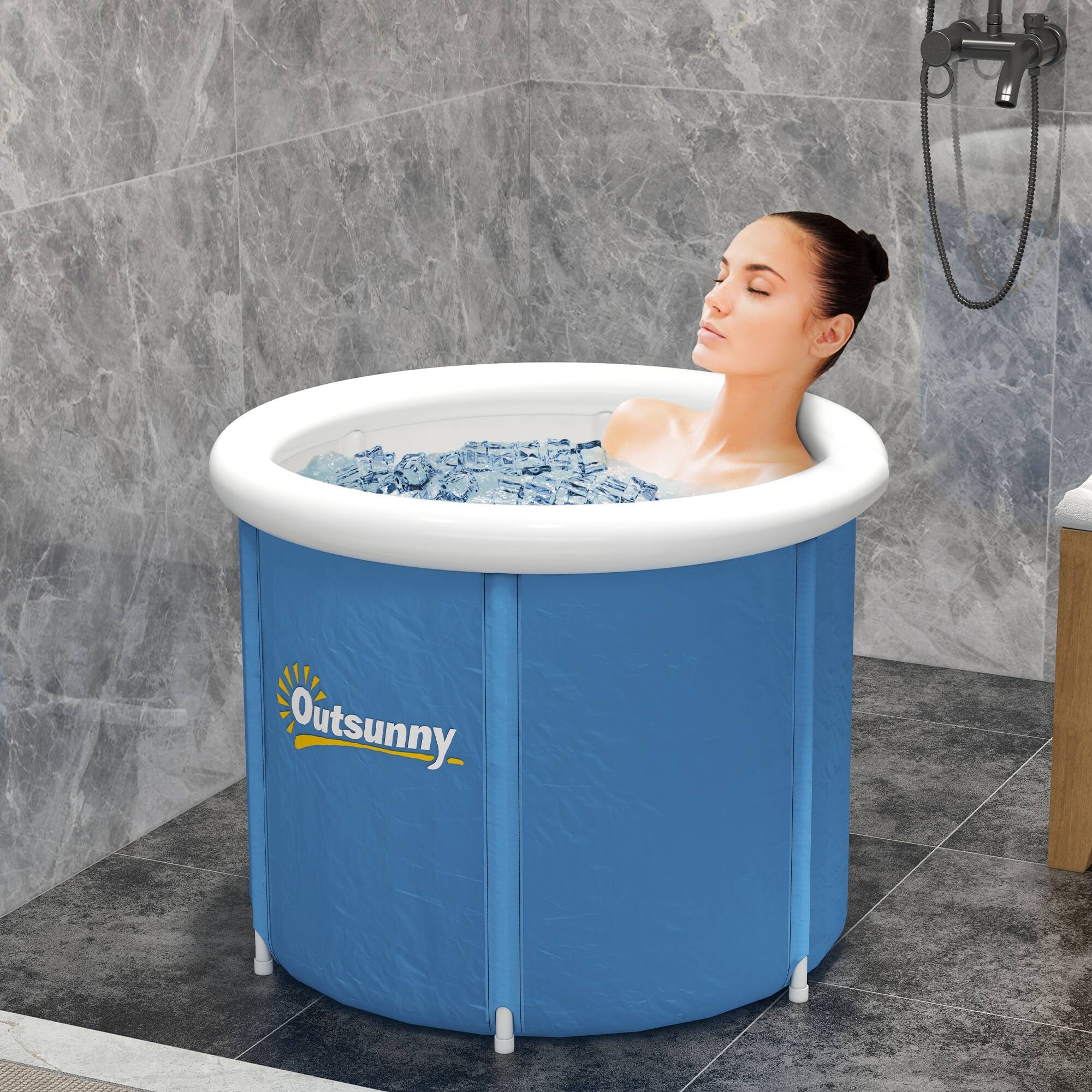 Alt View 1. Outsunny - Ice Bath Tub, 79 Gallon Outdoor Portable Cold Plunge Tub with Thermo Lid, Cover and Carry Bag - Blue.