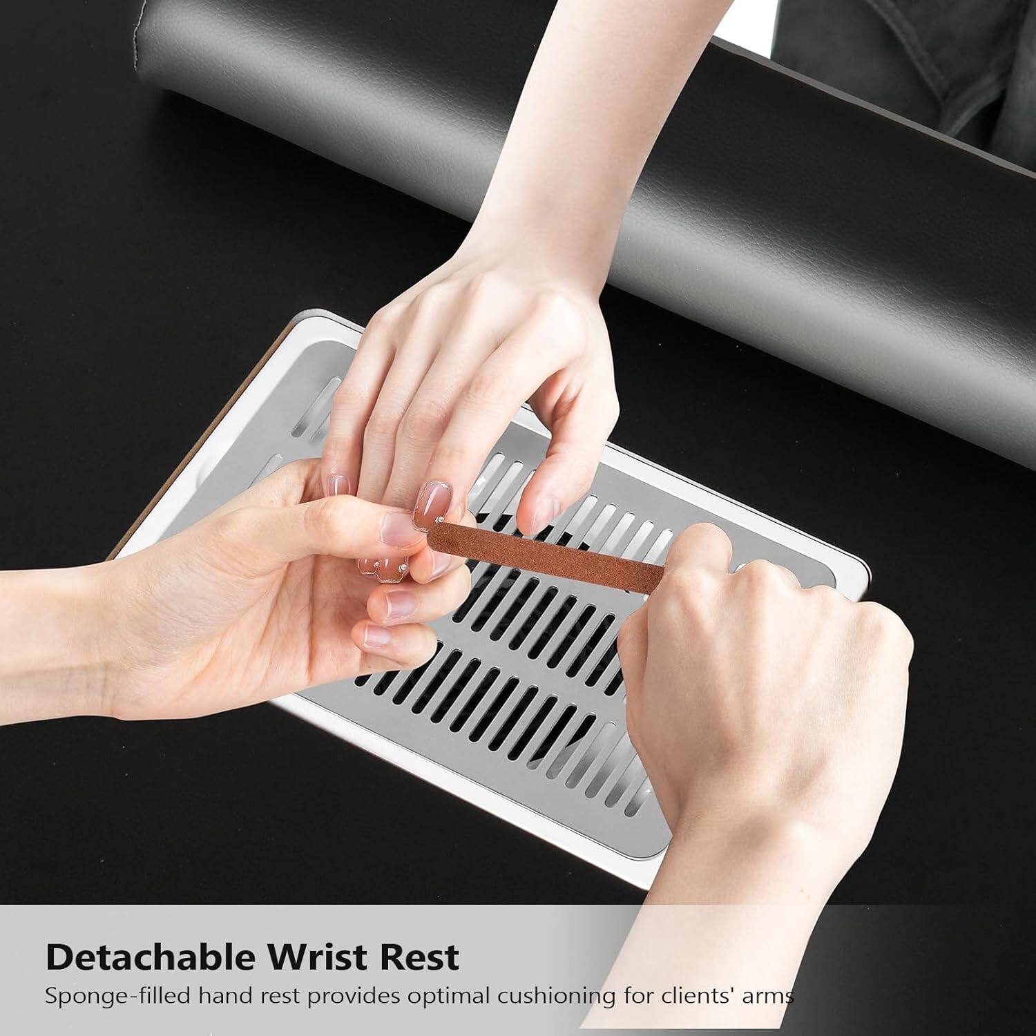 Detachable Wrist Rest  
Sponge-filled hand rest provides optimal cushioning for clients' arms