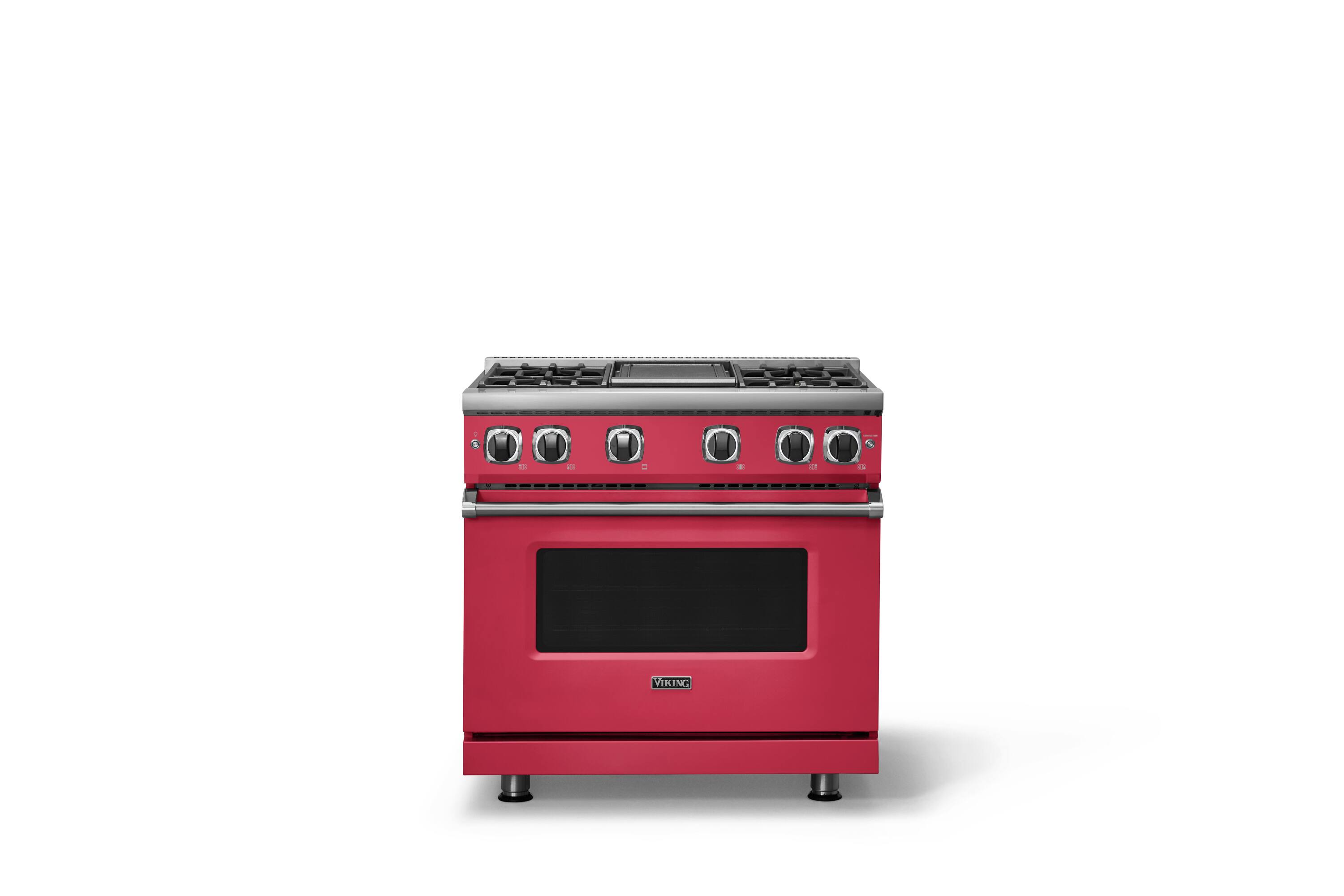 Alt View 4. Viking - Pro 7 Series 5.6 Cu. Ft. Freestanding Sealed 4 Burner LP Gas Convection Range/Griddle - Valentine - Valentine.