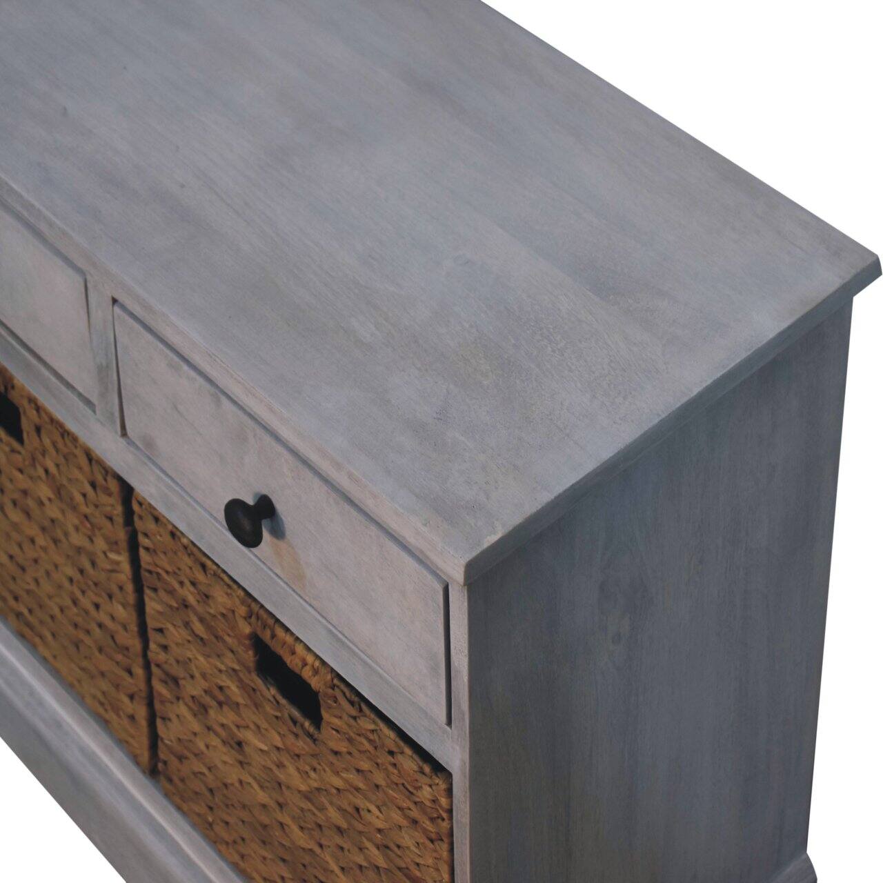 Alt View 2. Artisan Furniture - Artisan Furniture Solid Wood Acid Wash Basket Storage Cabinet, 3 Drawers - Brown and Grey.
