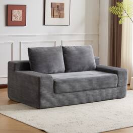 GOODSILO - Modern Corduroy Loveseat Sofa Bed | Reversible Cushions & Deep Seating for Compact Spaces - Dark Gray