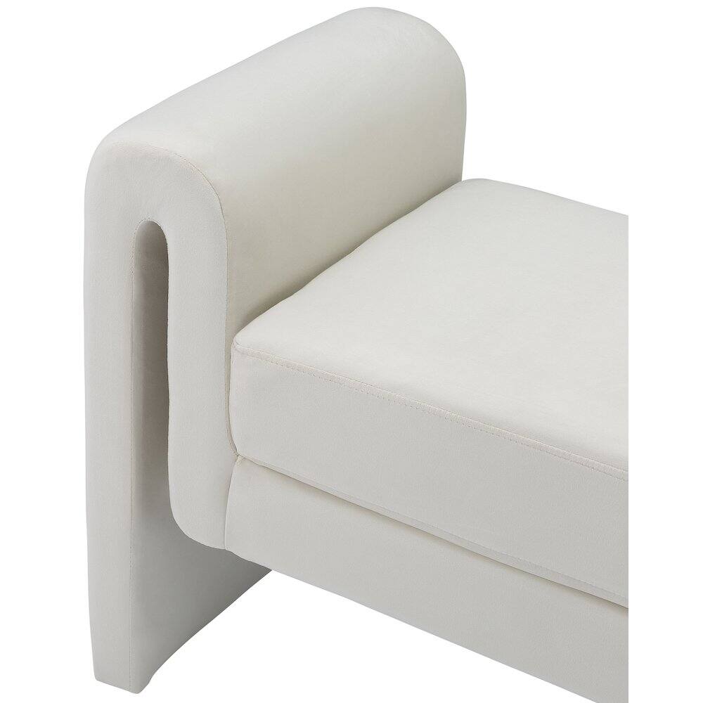 Alt View 4. Meridian Furniture - Sloan Cream Velvet Bench - Beige.