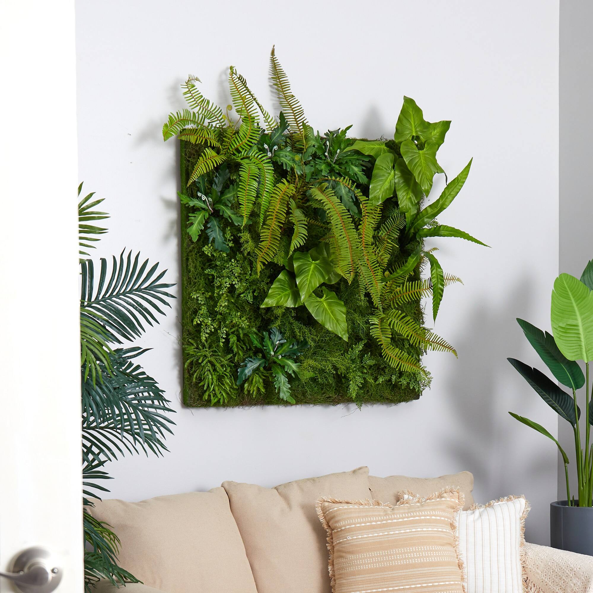 Left. BreeBe - 40" x 40" Mixed Greends Artificial Living Wall - Multicolor 1.