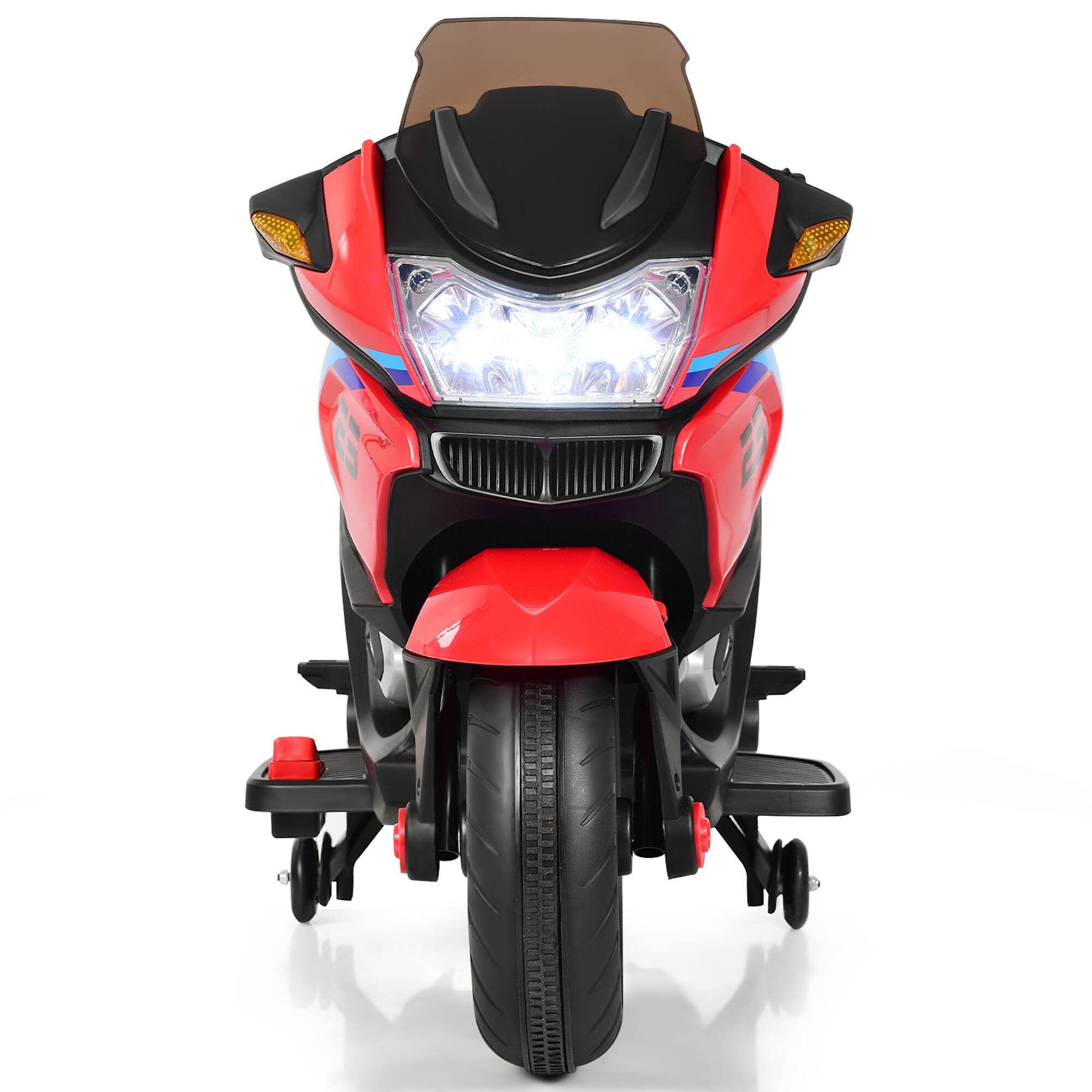 Alt View 4. Gymax - Gymax 12V Electric Kids Ride On Motorcycle w/ Training Wheels Red - Red.