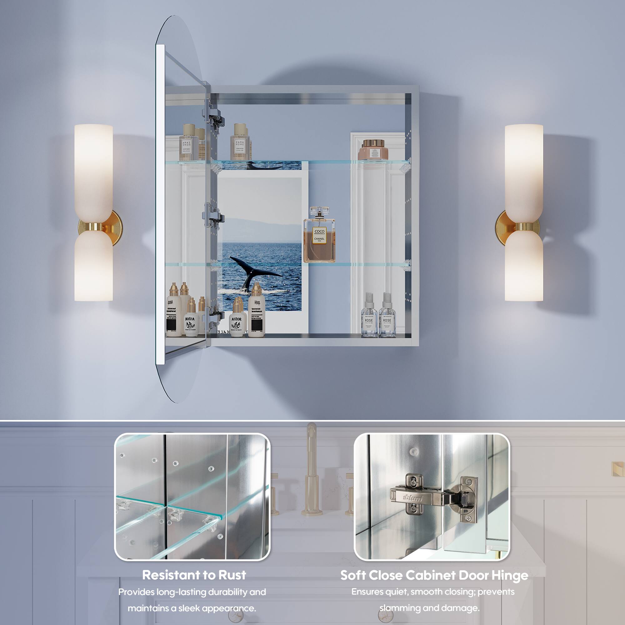- Resistant to Rust: Provides long-lasting durability and maintains a sleek appearance.
- Soft Close Cabinet Door Hinge: Ensures quiet, smooth closing; prevents slamming and damage.