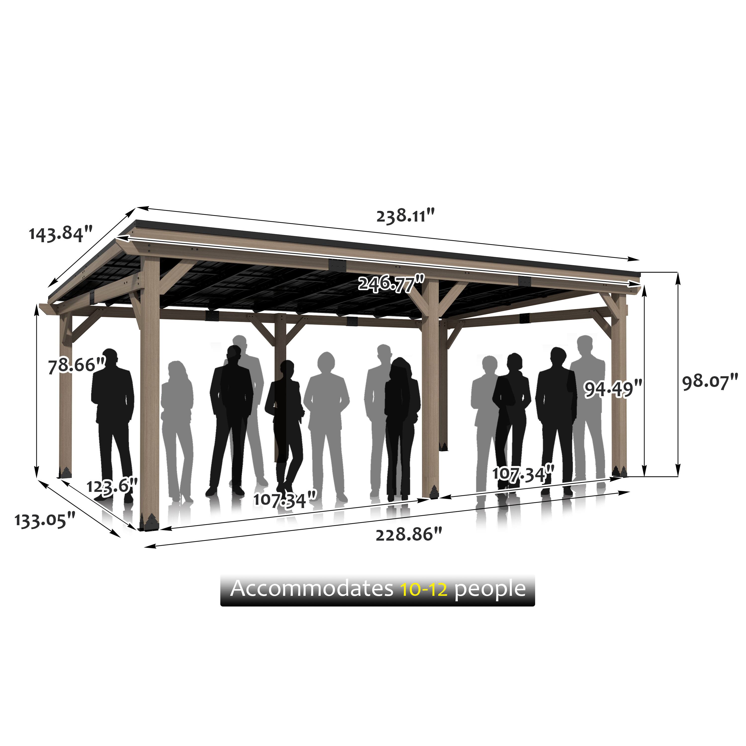 143.84"  
238.11"  
246.77"  
78.66"  
94.49"  
98.07"  
123.6"  
133.05"  
107.34"  
228.86"  
107.34"  

Accommodates 10-12 people