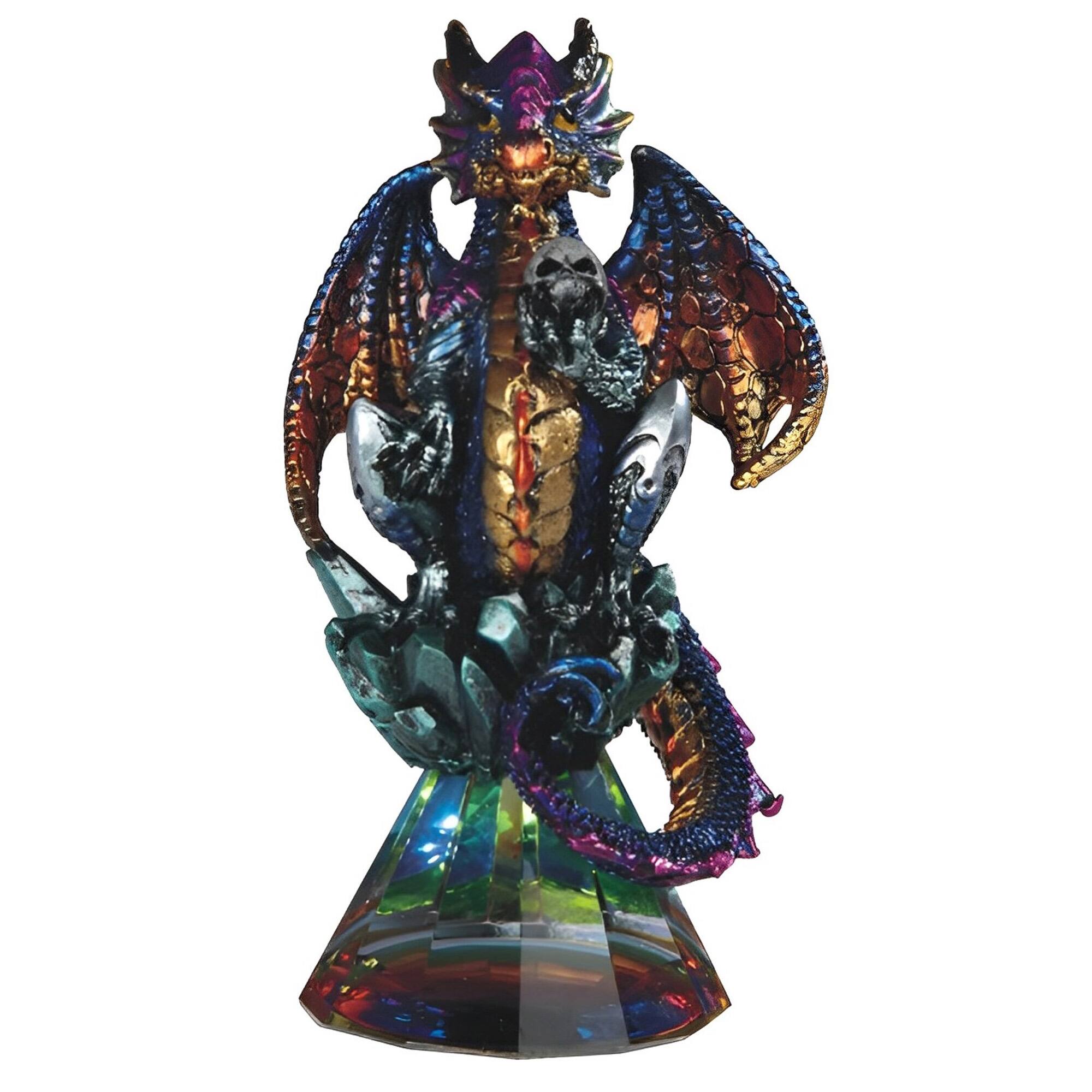 FC Design - 4.75"H Dragon with Tip Wings Sitting on Faux Crystal Glass Figurine Computer Desk Tabletop - Multi-Color