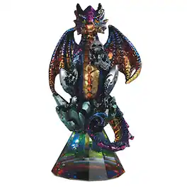 FC Design - 4.75"H Dragon Sitting on Faux Crystal Glass Figurine Statue Office Desk Tabletop Medieval Gaming Home Decor - Multi-Color