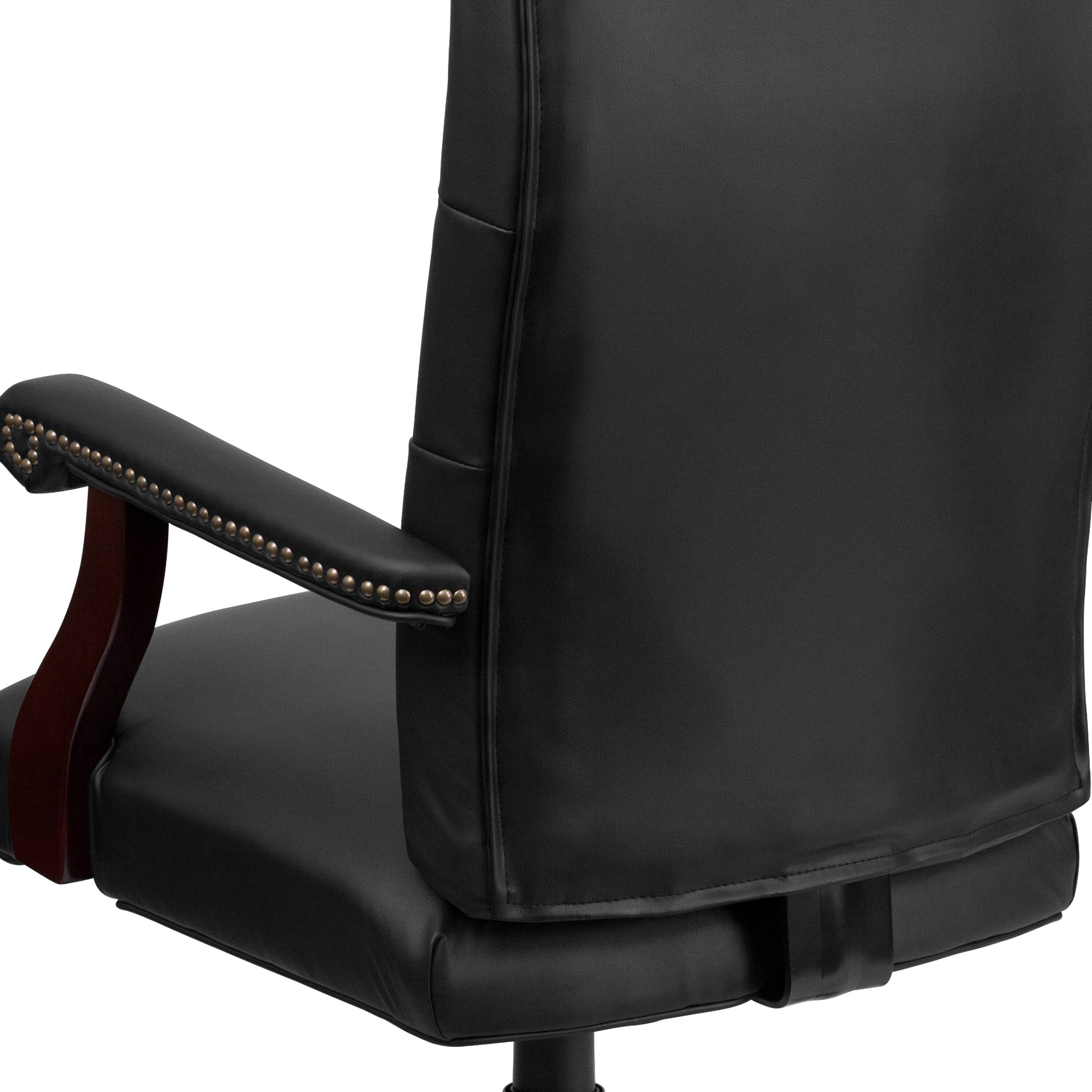 Alt View 9. Emma + Oliver - Martha Washington Executive Swivel Office Chair with Arms - Black LeatherSoft/Mahogany Frame.