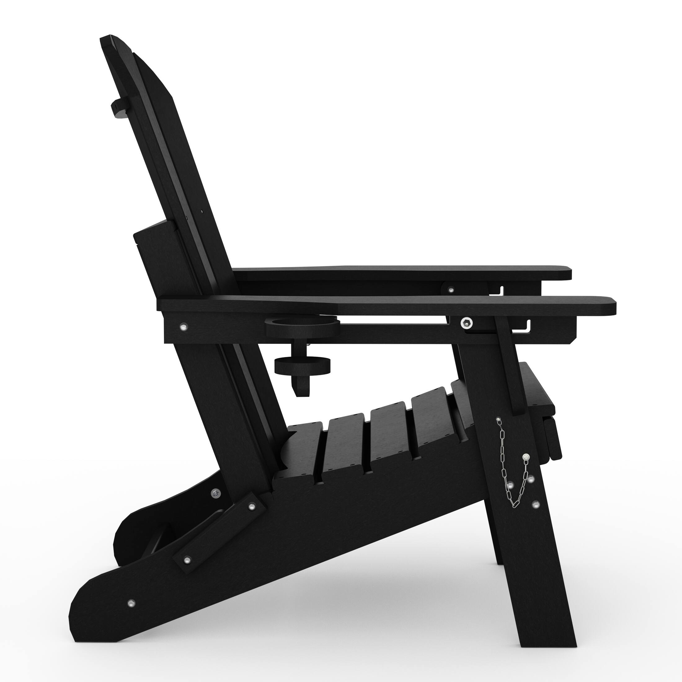 Back. WestinTrends - WestinTrends Malibu Folding Adjustable Adirondack Chair with Retractable Ottoman and Cup Holder (Set of 2) - Black.