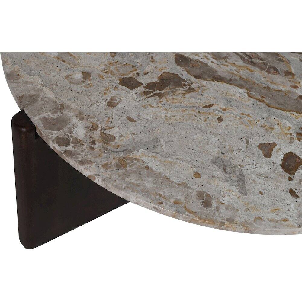 Alt View 2. Meridian Furniture - Varenna Beige Marble Top And Acacia Wood Base Coffee Table - Brown.