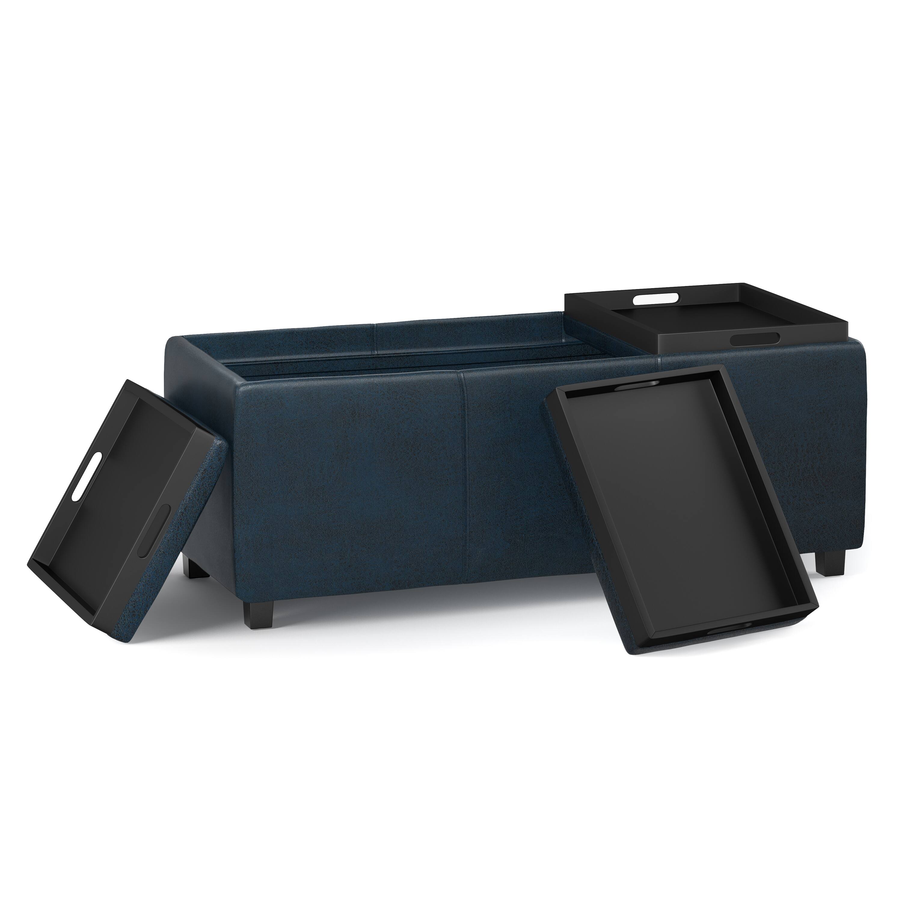 Alt View 16. Simpli Home - Avalon Storage Ottoman - Distressed Dark Blue.
