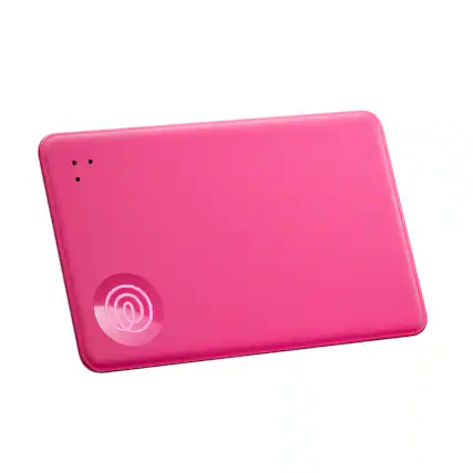 Front. Tile by Life360 - Life360 Tile Slim Wallet Finder, Bluetooth Tracker & Item Locator for Luggage. iOS & Android Compatible. 1-Pack - Pink Punch.