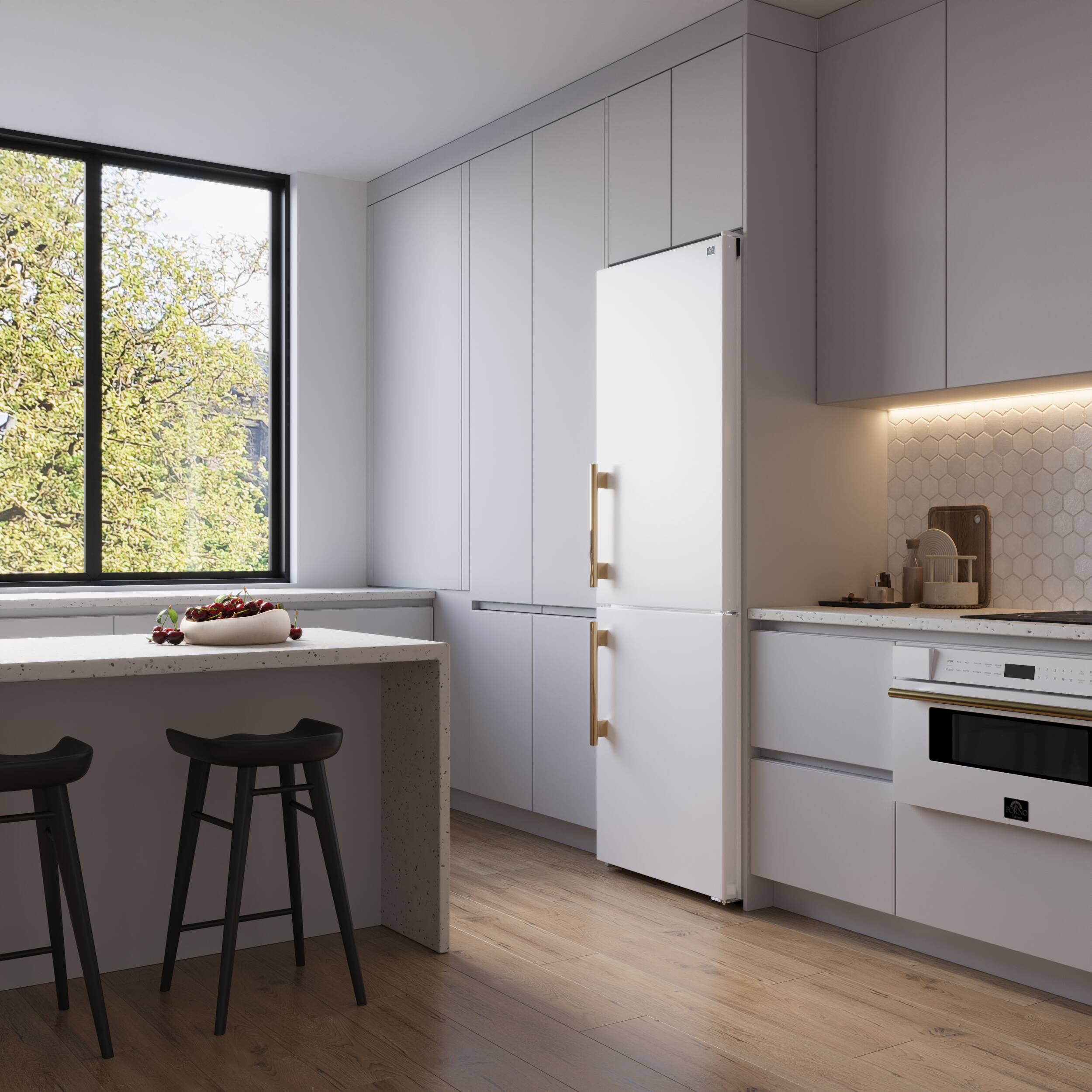 Alt View 9. Forno Appliances - Custodia 10.3 Cu. Ft. 24" Counter-Depth Bottom Freezer Refrigerator with Right-Hinge Door and Total No Frost - White - White.