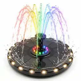 COWIN - Solar Water Fountain Pump Energy Efficient Outdoor Colorful Lights for Bird Bath Garden Pond Pool - Black