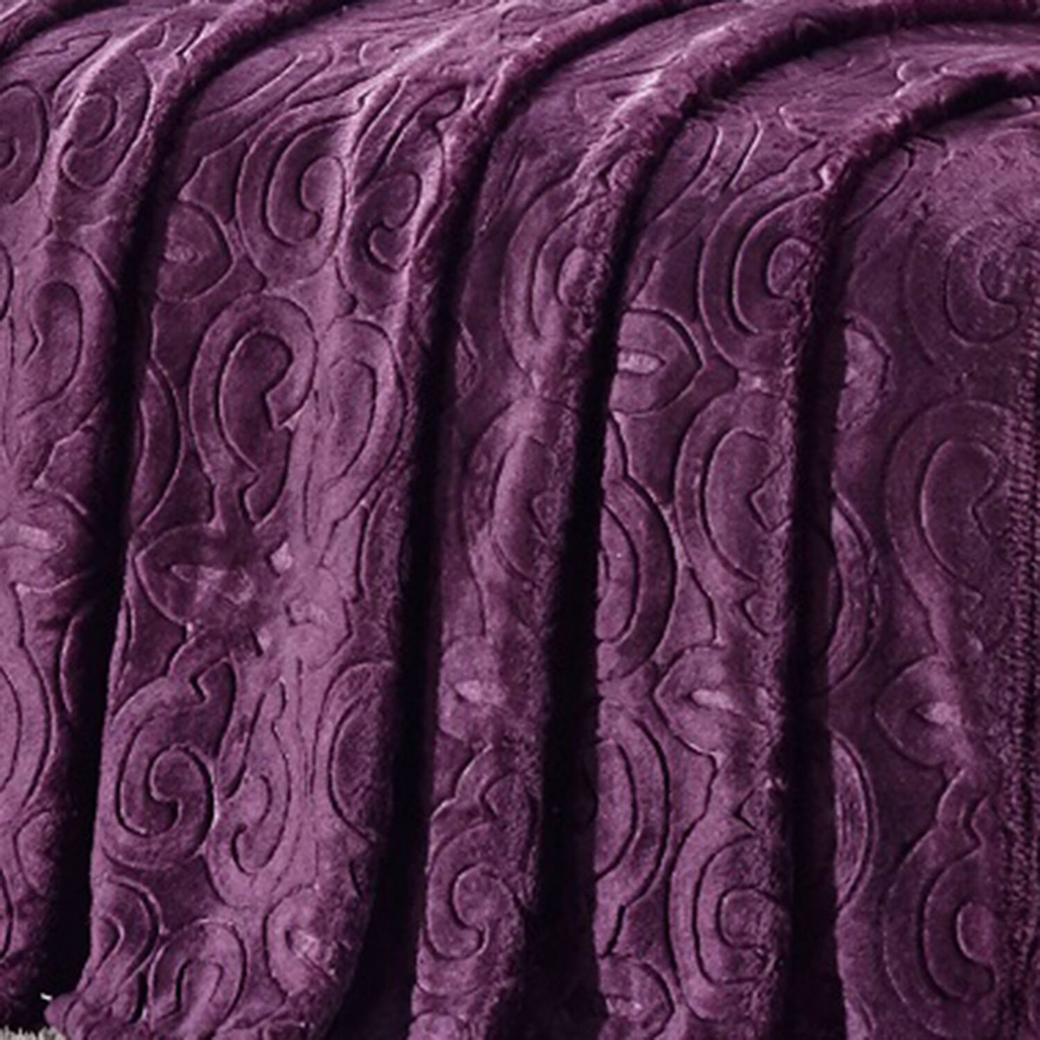 Alt View 4. Noble House - Plazatex Dama Embossed Decorative Super Soft Throw Blanket for Sleep/Decor 2 Pack 50" x 60" Plum - Plum.