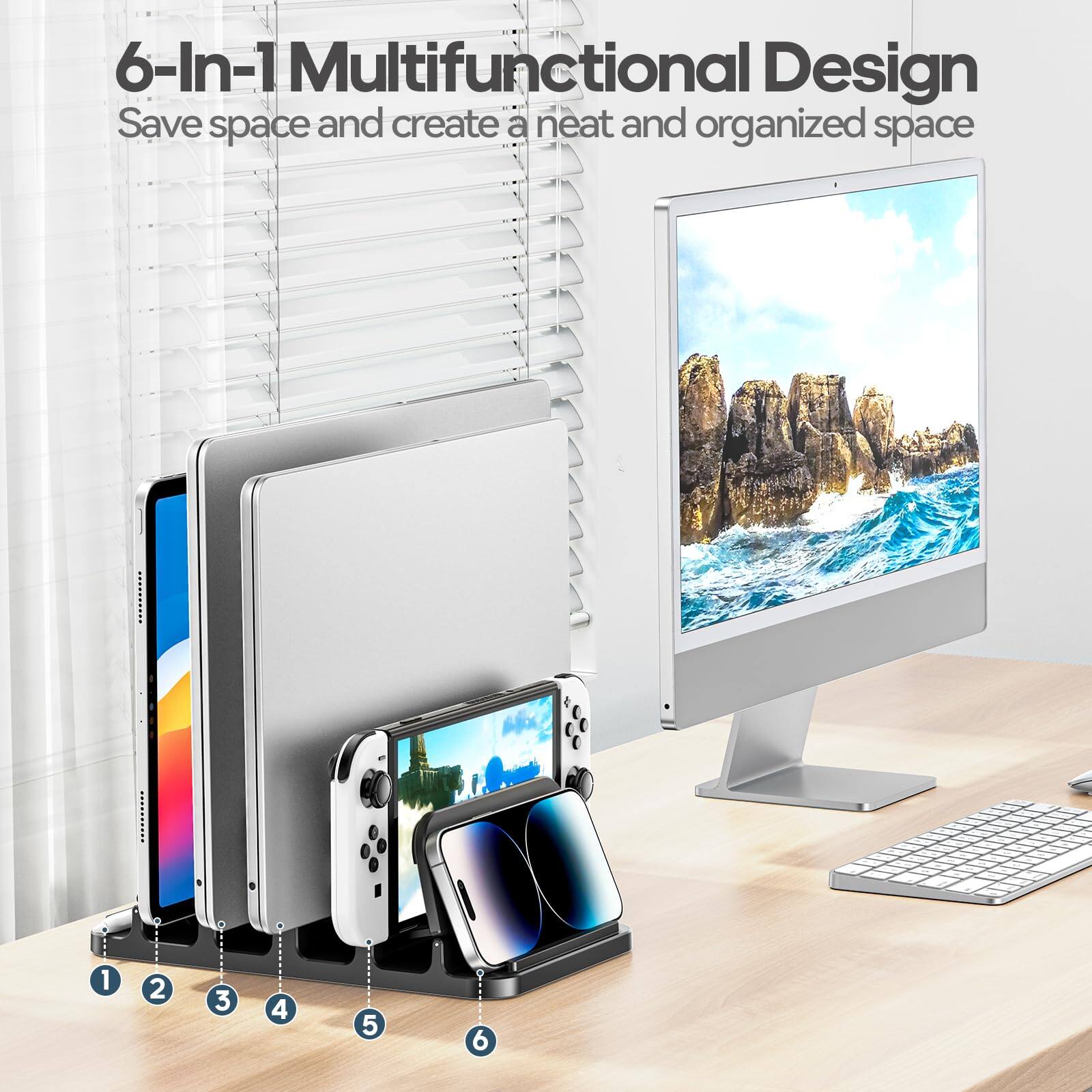 6-In-1 Multifunctional Design  
Save space and create a neat and organized space  

1 2 3 4 5 6