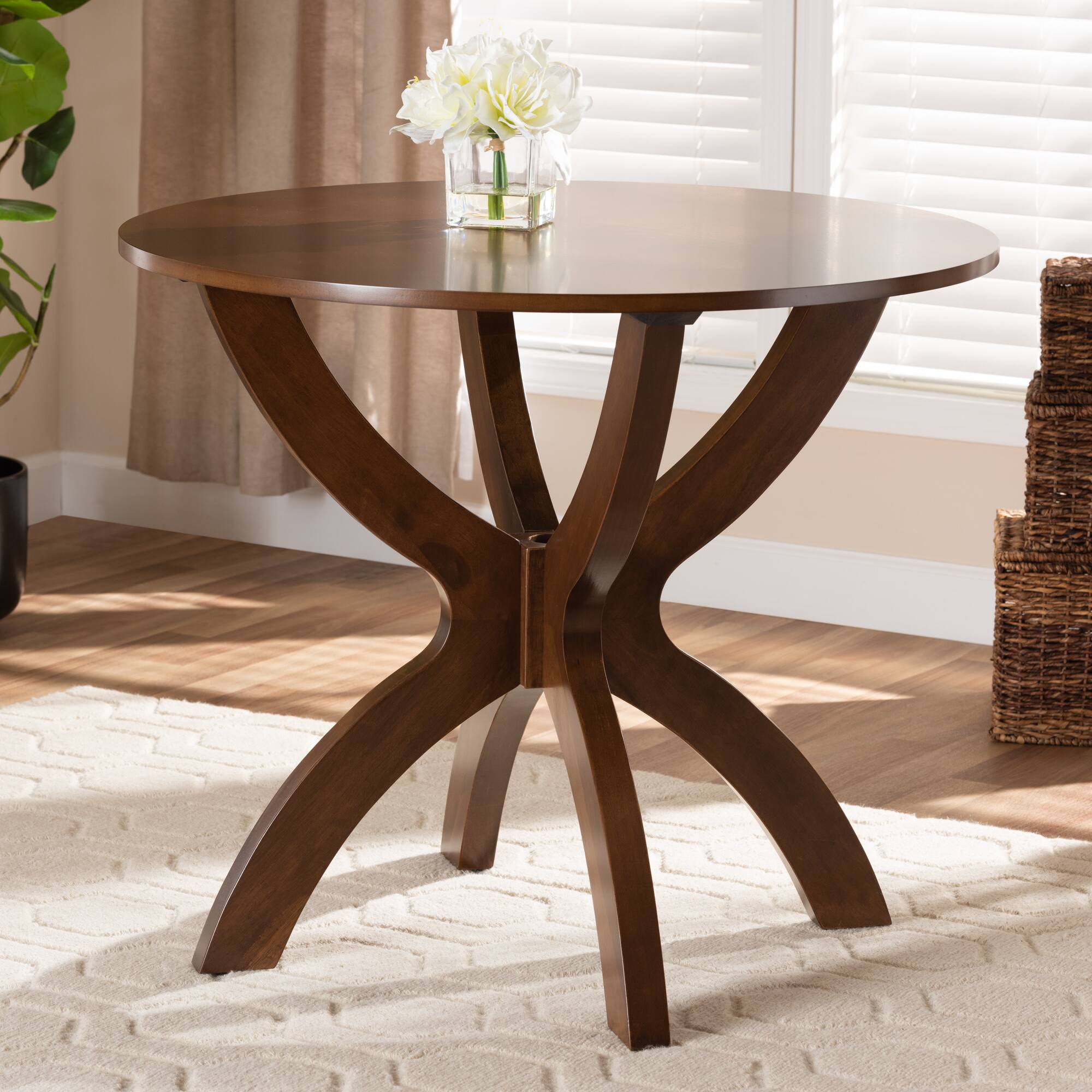 Alt View 1. Baxton Studio - Tilde Modern and Contemporary Finished 35-Inch-Wide Round Wood Dining Table - Walnut.