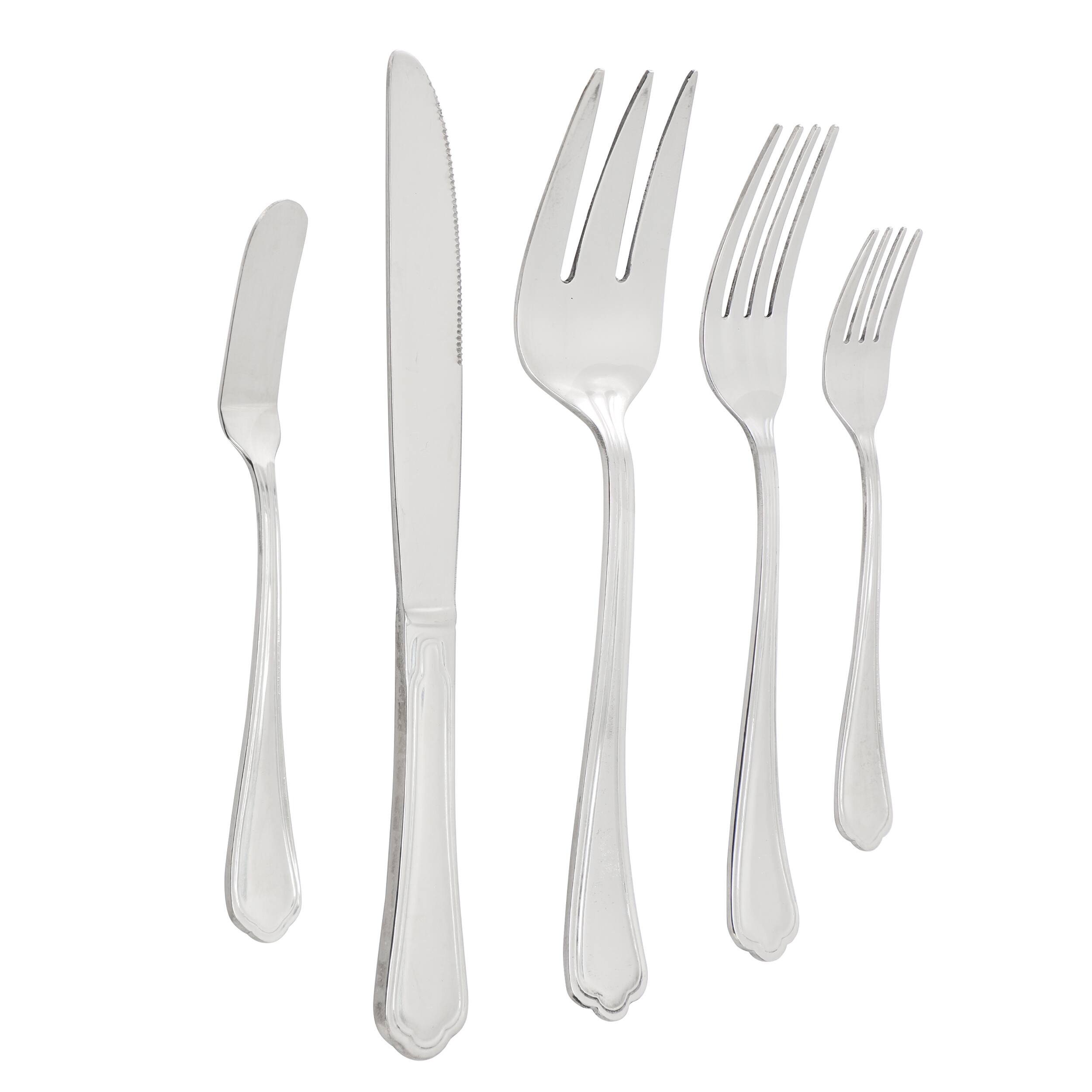 Left. Gibson - Gibson Home Aberdeen Court 45 Piece Stainless Steel Flatware and Serving Set - Silver.