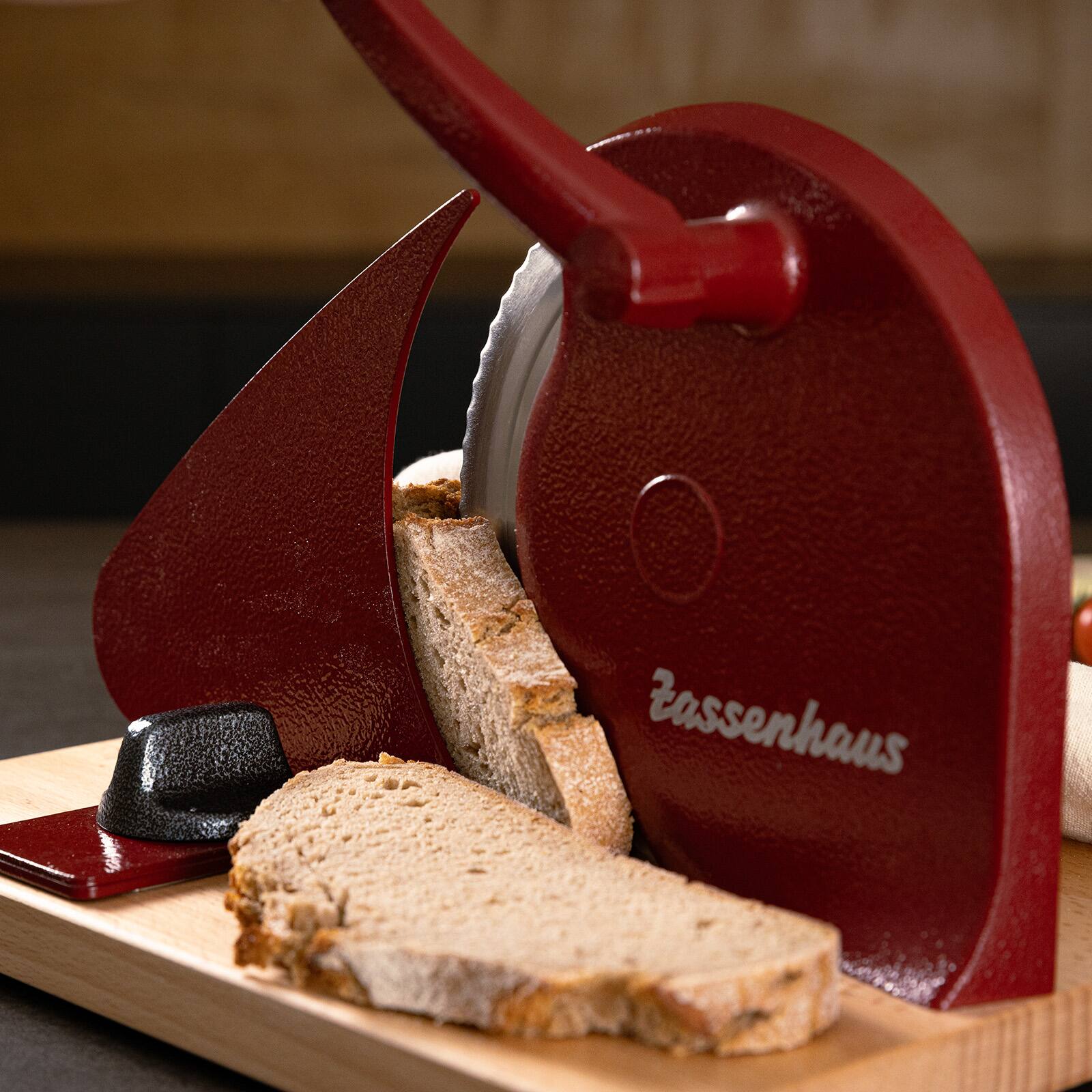 Alt View 2. Zassenhaus - Manual Bread Slicer, Hand Crank Home Bread Slicer, 11.75" x 8", Red - Red.