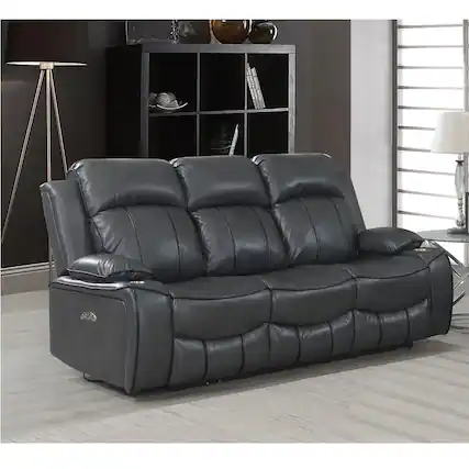 Front. Global Furniture USA - Blanche Power Reclining Sofa and Loveseat - Gray - Gray.