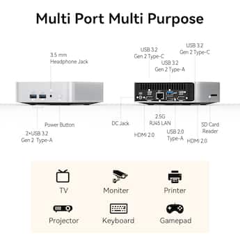 GEEKOM A5 Pro Mini PC AMD Ryzen 5 7530U, 16GB DDR4 RAM, 512GB NVMe GEEKOM A5 Pro Mini PC AMD Ryzen 5 7530U, 16GB DDR4 RAM, 512GB NVMe