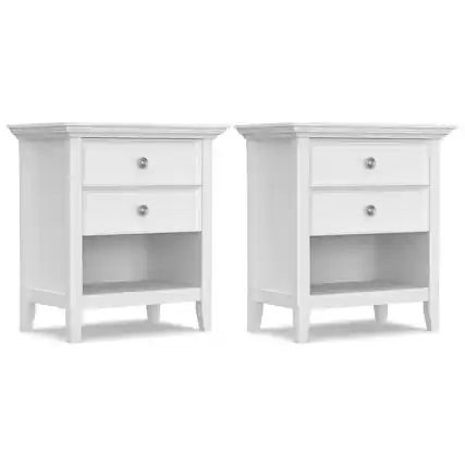 Front. Simpli Home - Amherst 24 inch Bedside Table (Set of 2) - White.