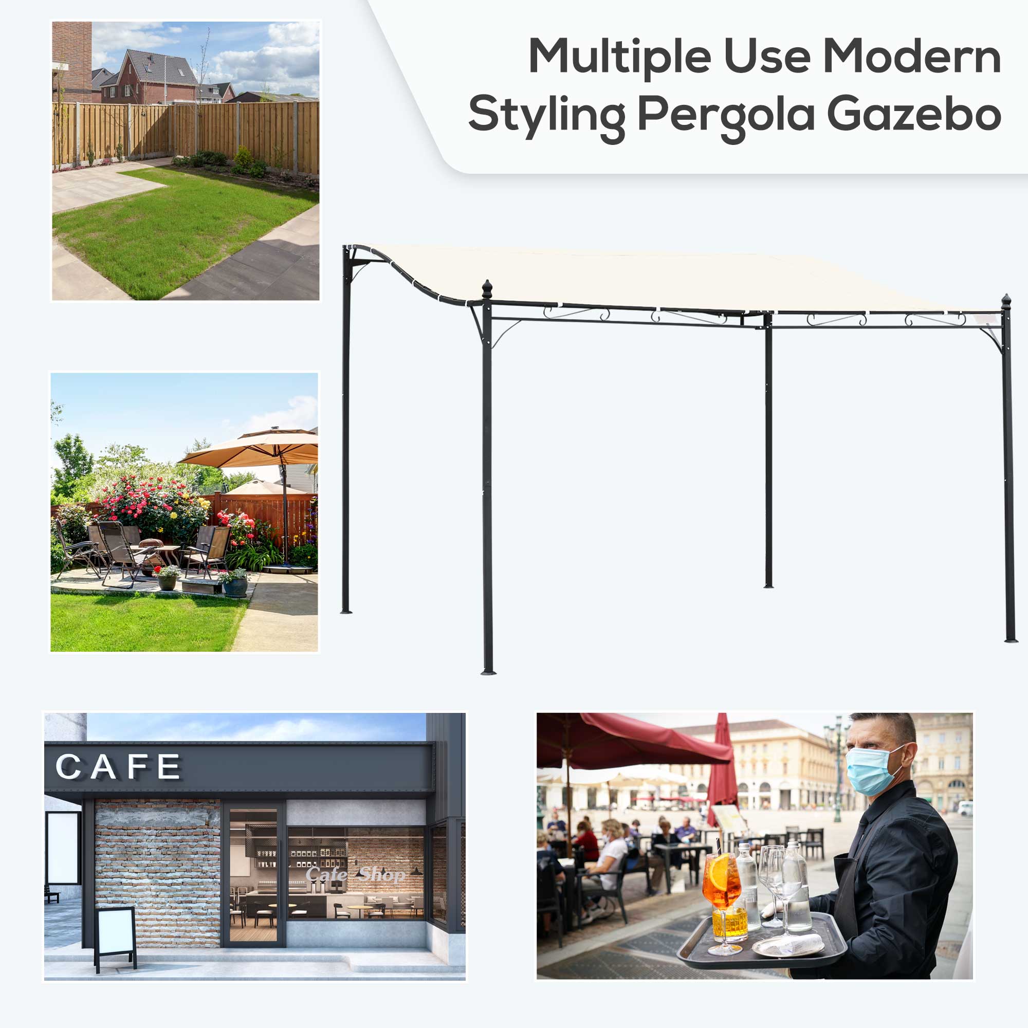 Multiple Use Modern Styling Pergola Gazebo, CAFE, 19L18 AOr 10.- adaa 005 Cafe Shop