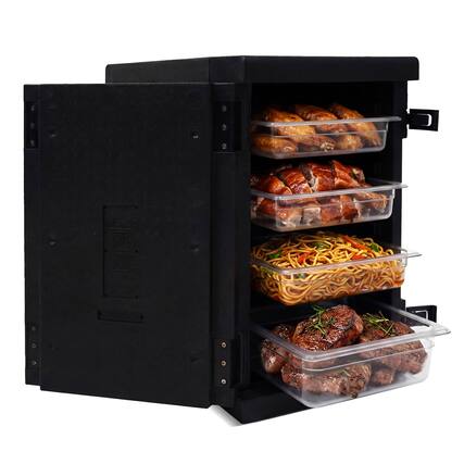 Front. Costway - Costway 91 Qt Insulated Food Pan Carrier with Safety Buckles 12 Shelf Dividers for Catering - Black.