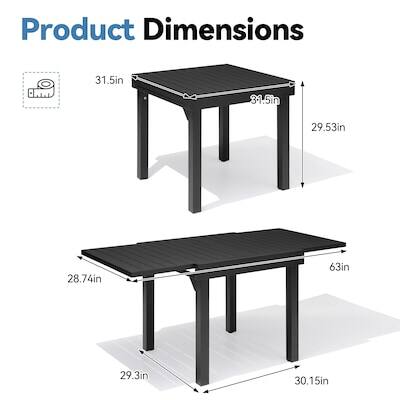 Product Dimensions: 31.5in x 31.5in x 29.53in x 28.74in x 63in x 29.3in x 30.15in