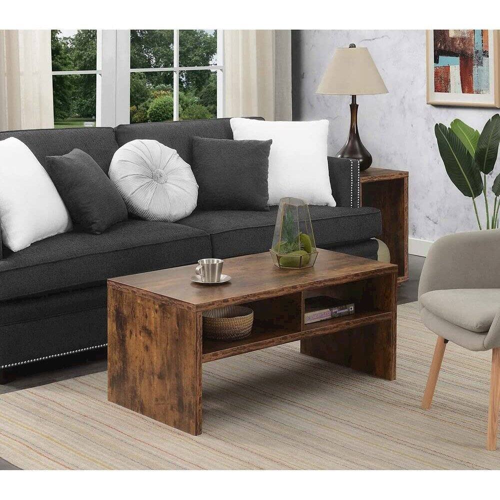 Left. Convenience Concepts - Northfield Admiral Deluxe Coffee Table with Shelves, Barnwood - Barnwood.
