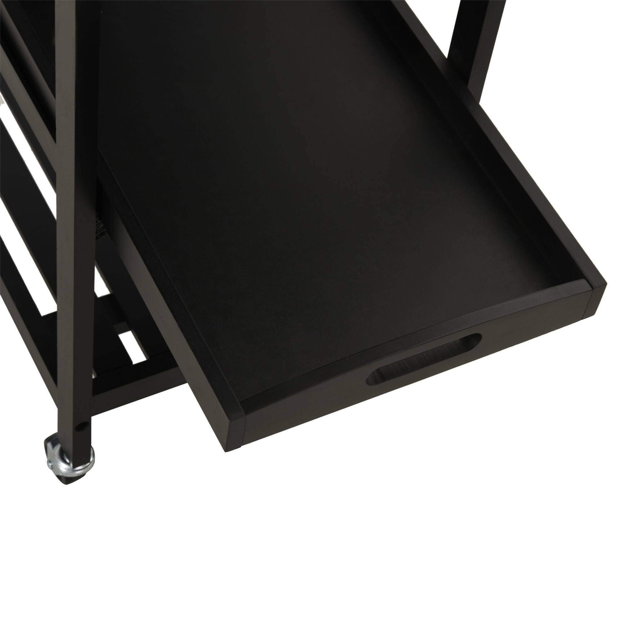 Alt View 5. Homcom - Kitchen island Cart Rolling Trolley Utility Serving Cart with Stainless Steel Tabletop, Wine Rack & Drawer - Black.