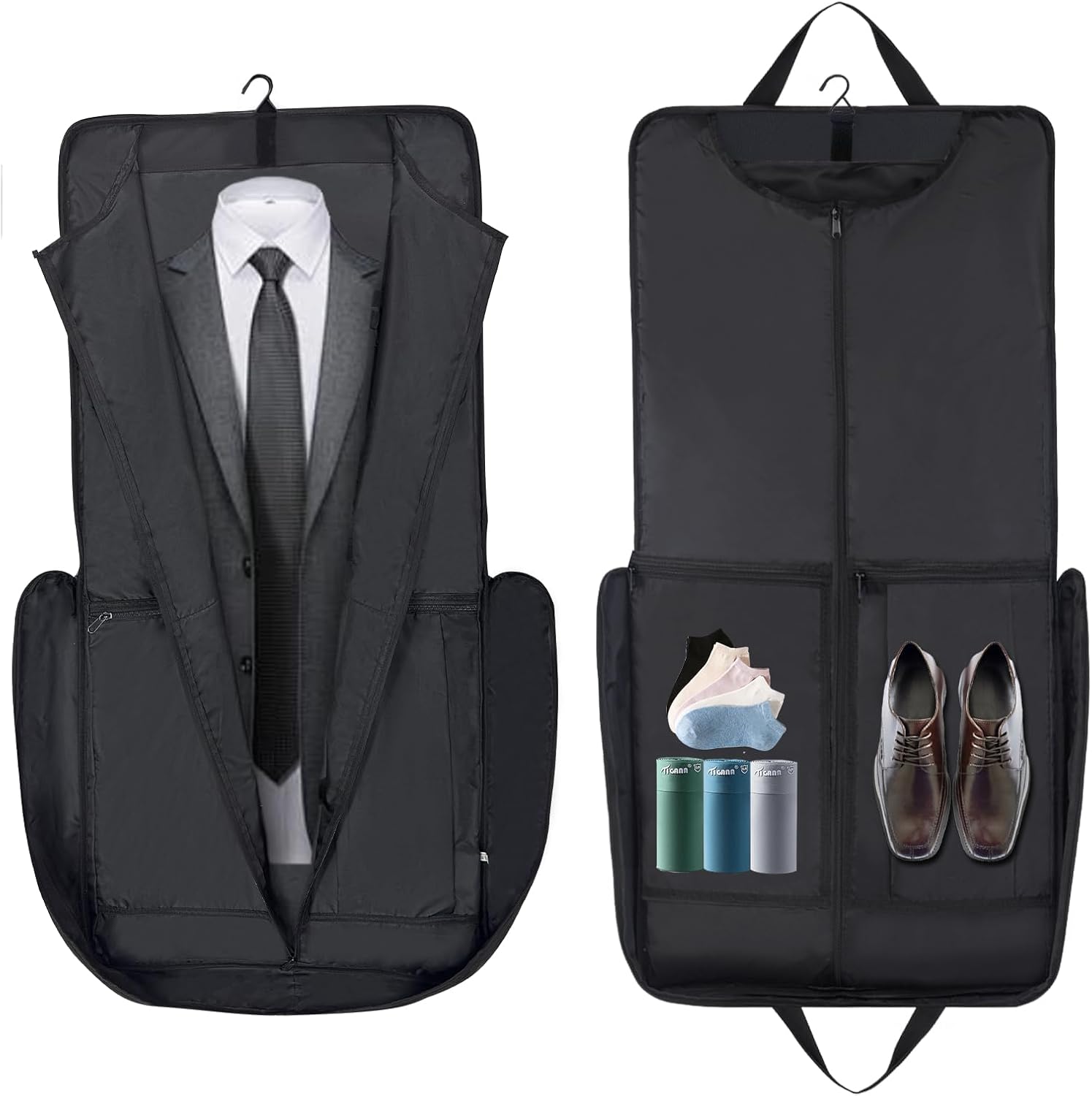 Alt View 7. Wikistore - WIKISTORE Garment Bag Travel Carry On Suit Bag Foldable with Shoulder Strap 45" Black - Black.
