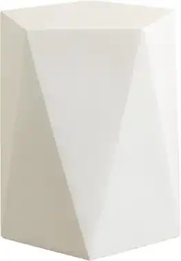 LeisureMod - Nexovo Geometric Side Table, Multi-Faceted Fiberstone Modern Indoor/Outdoor Accent Table - No Assembly - White