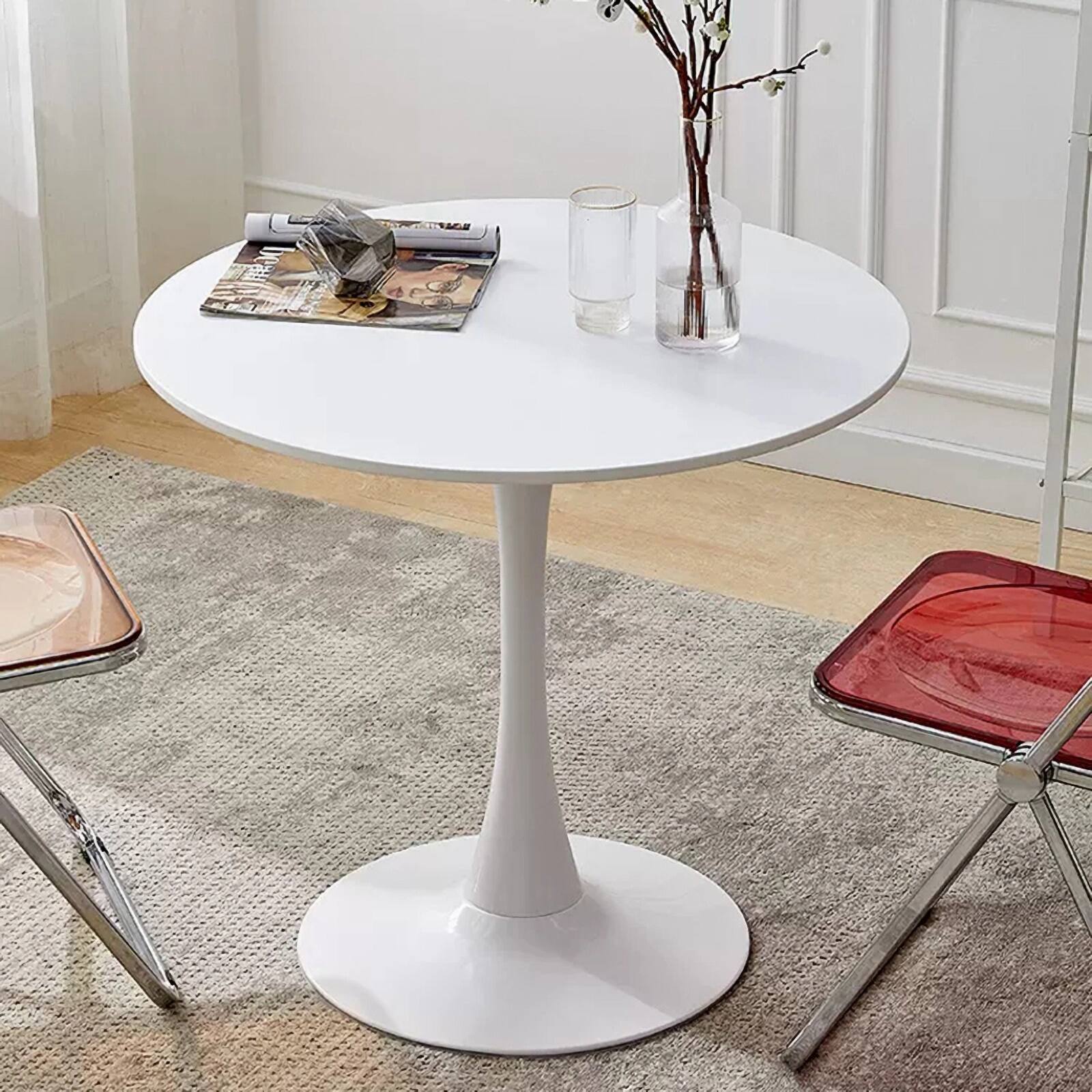 Alt View 8. PexFix - 23.6" Minimalist Round Dining Table, Space-Saving Coffee Table for Kitchen & Living Room - White.