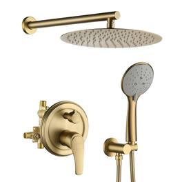 Boyel Living - 5-Spray Patterns with 2.35 GPM 12 in. Wall Mount Dual Shower Heads with Valve Included - Brushed Gold